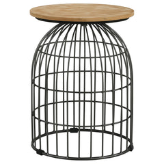 Tampa Furniture Outlet - Coaster - Bernardo Round Wire Frame Side Table Natural and Gunmetal - 935860