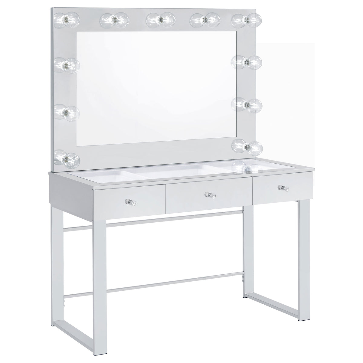 Tampa Furniture Outlet - Coaster - Umbridge 3-drawer Vanity Set with Lighting Chrome and White - 935934