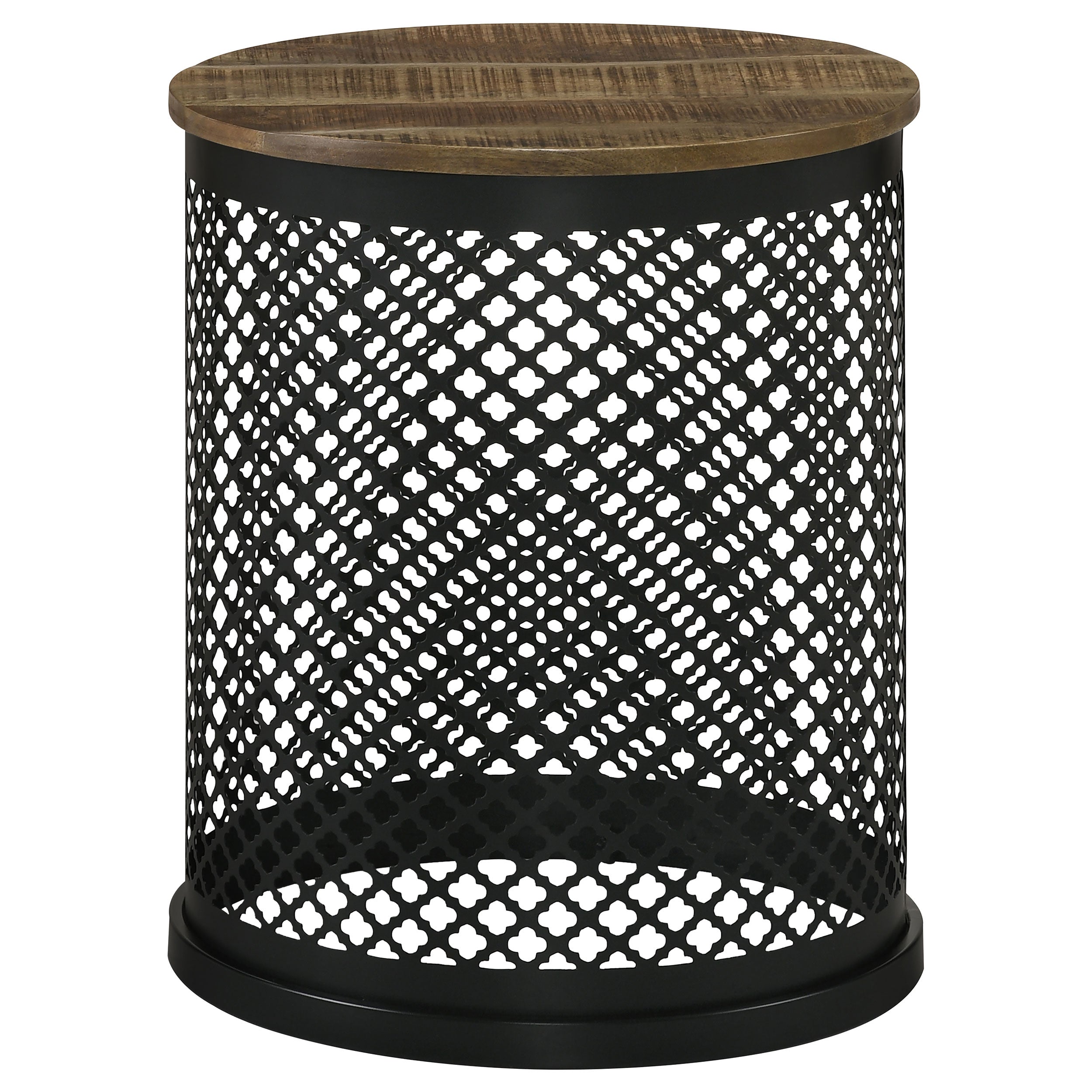 Tampa Furniture Outlet - Coaster - Aurora Round Drum Base Accent Side Table Natural and Black - 935990