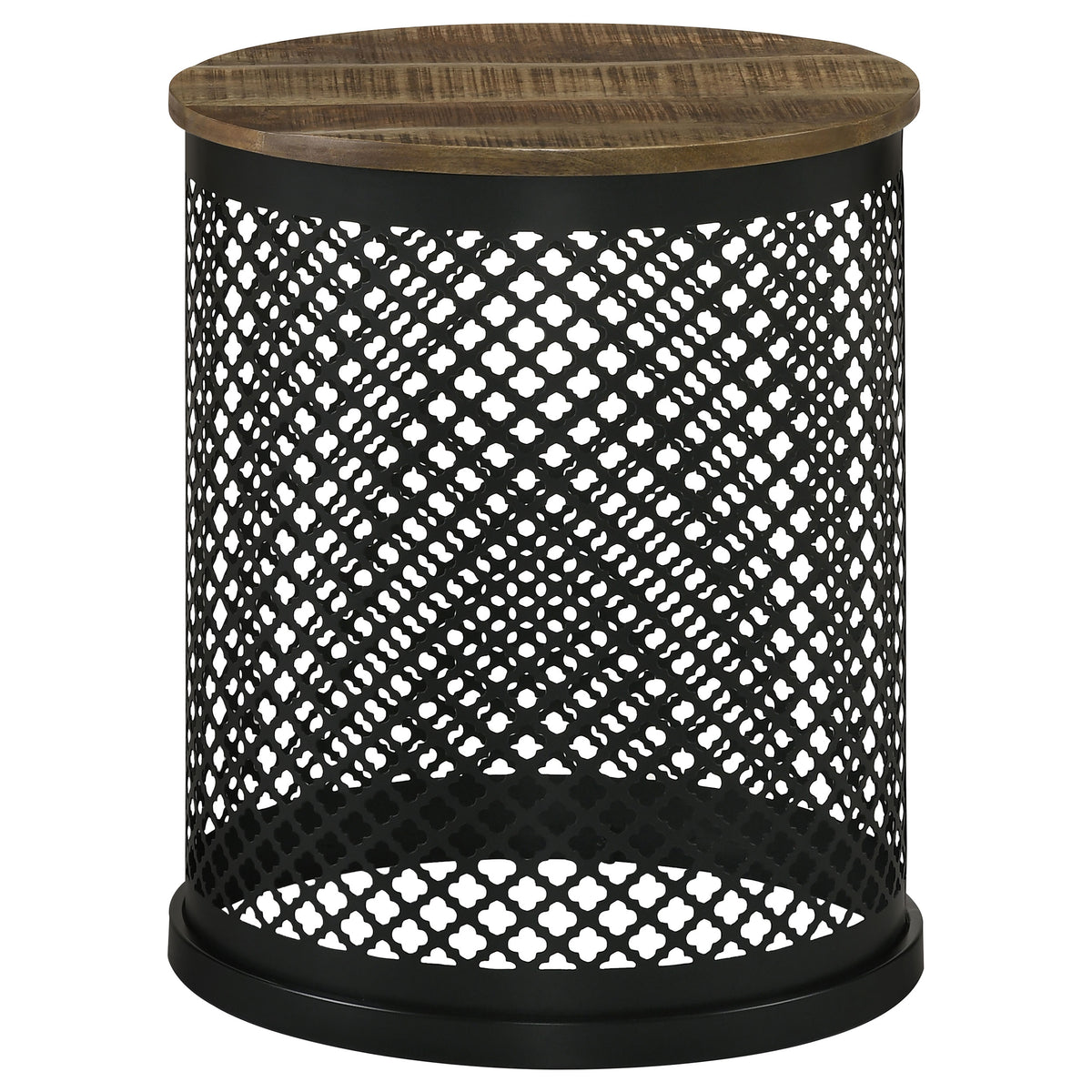 Tampa Furniture Outlet - Coaster - Aurora Round Drum Base Accent Side Table Natural and Black - 935990