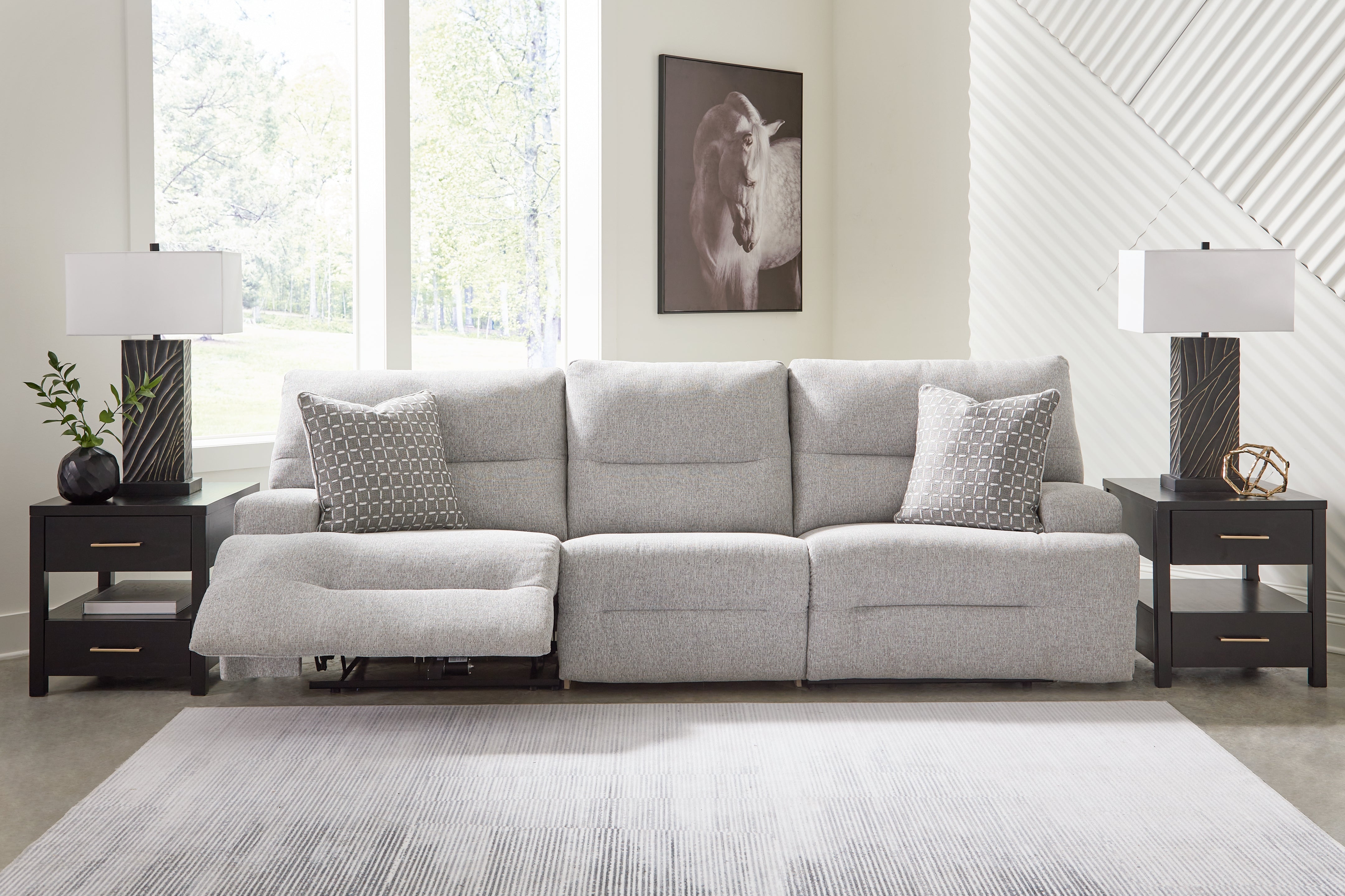 Tampa Furniture Outlet Lutz - Ashley Furniture - Acklen Place Sectional - 3-Piece Power Reclining Sectional Sofa / Pewter - 93605S18