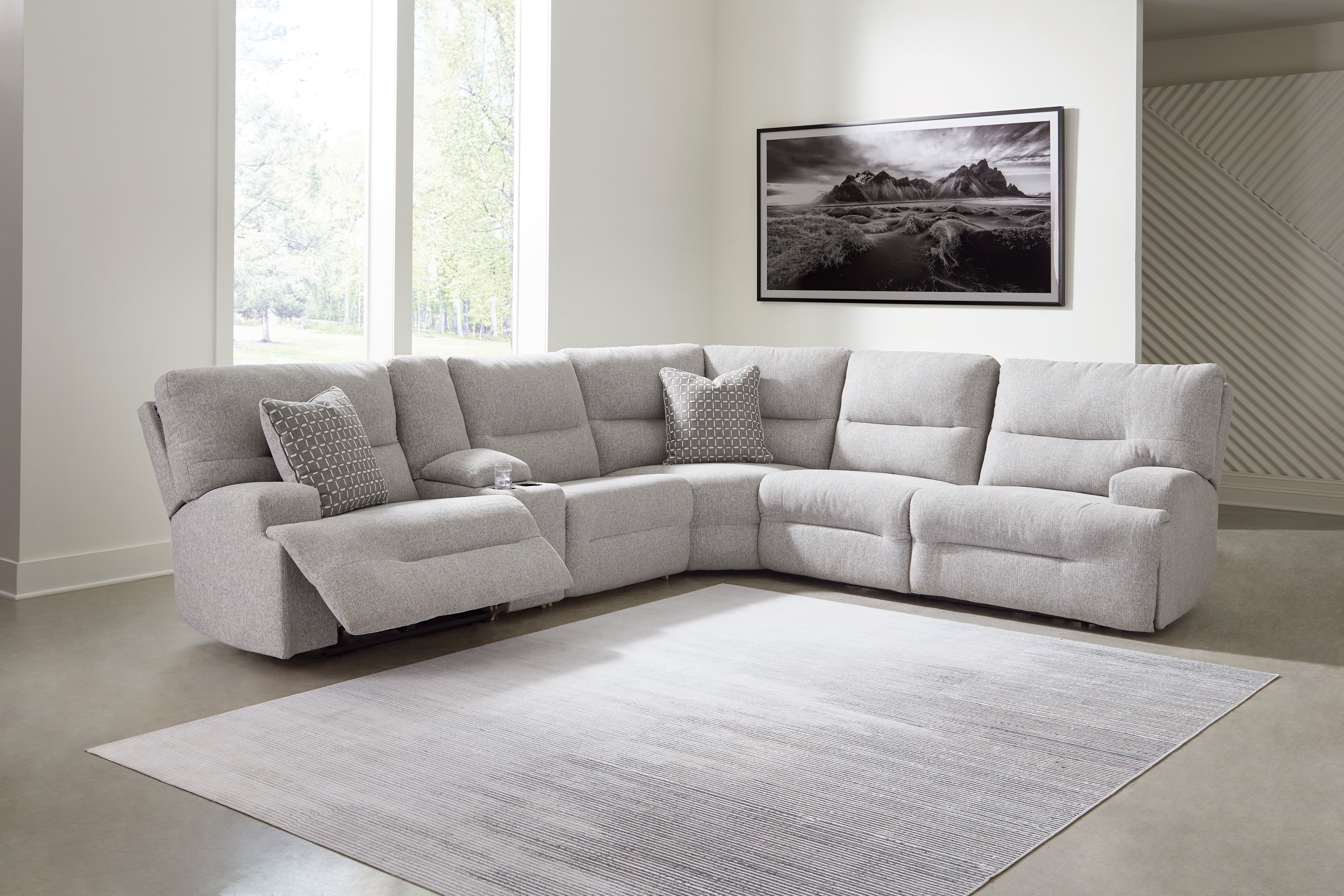 Tampa Furniture Outlet Lutz - Ashley Furniture - Acklen Place Sectional - 6-Piece Power Reclining Sectional / Pewter - 93605S9