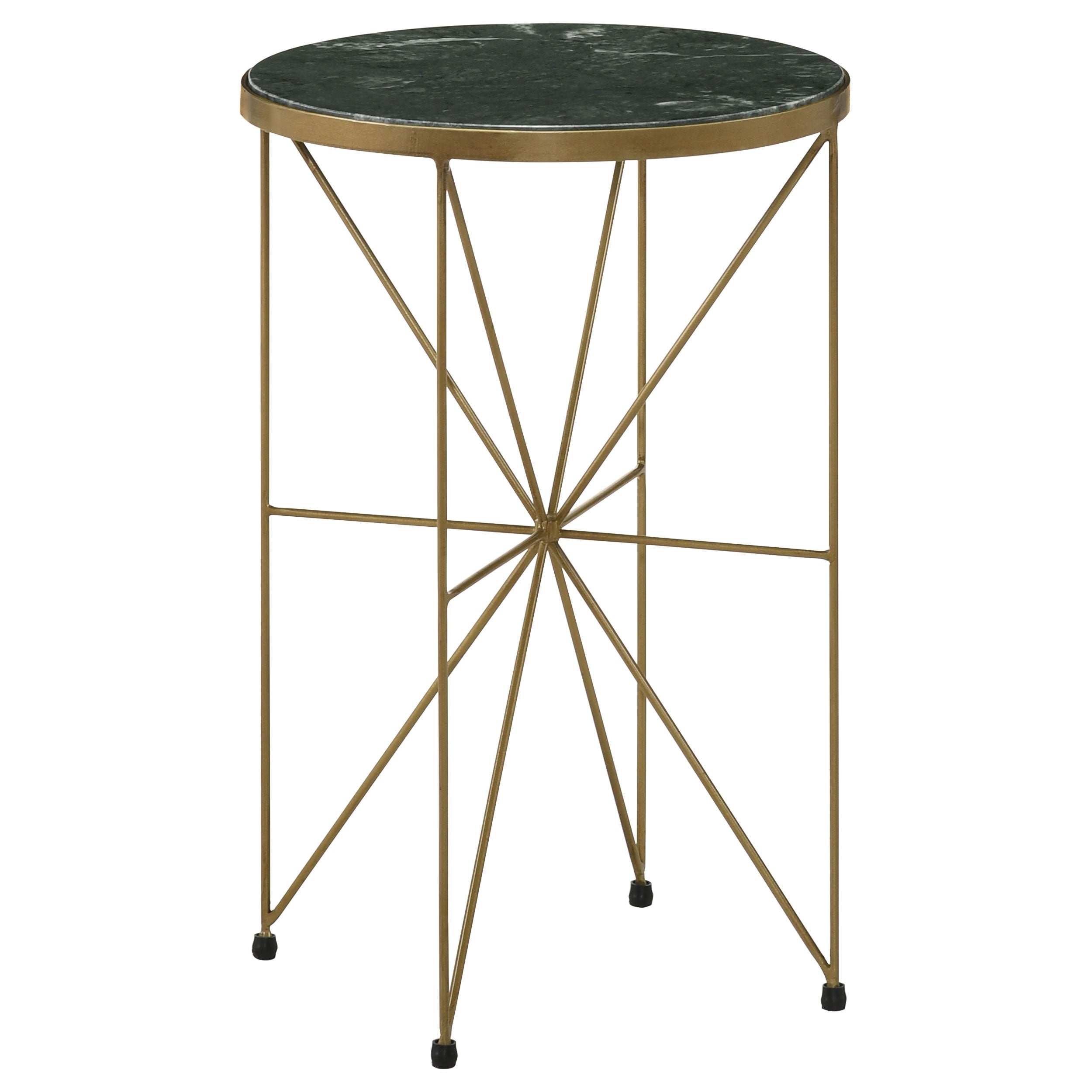 Tampa Furniture Outlet - Coaster - Eliska Round Green Marble Top Accent Side Table Antique Gold - 936061