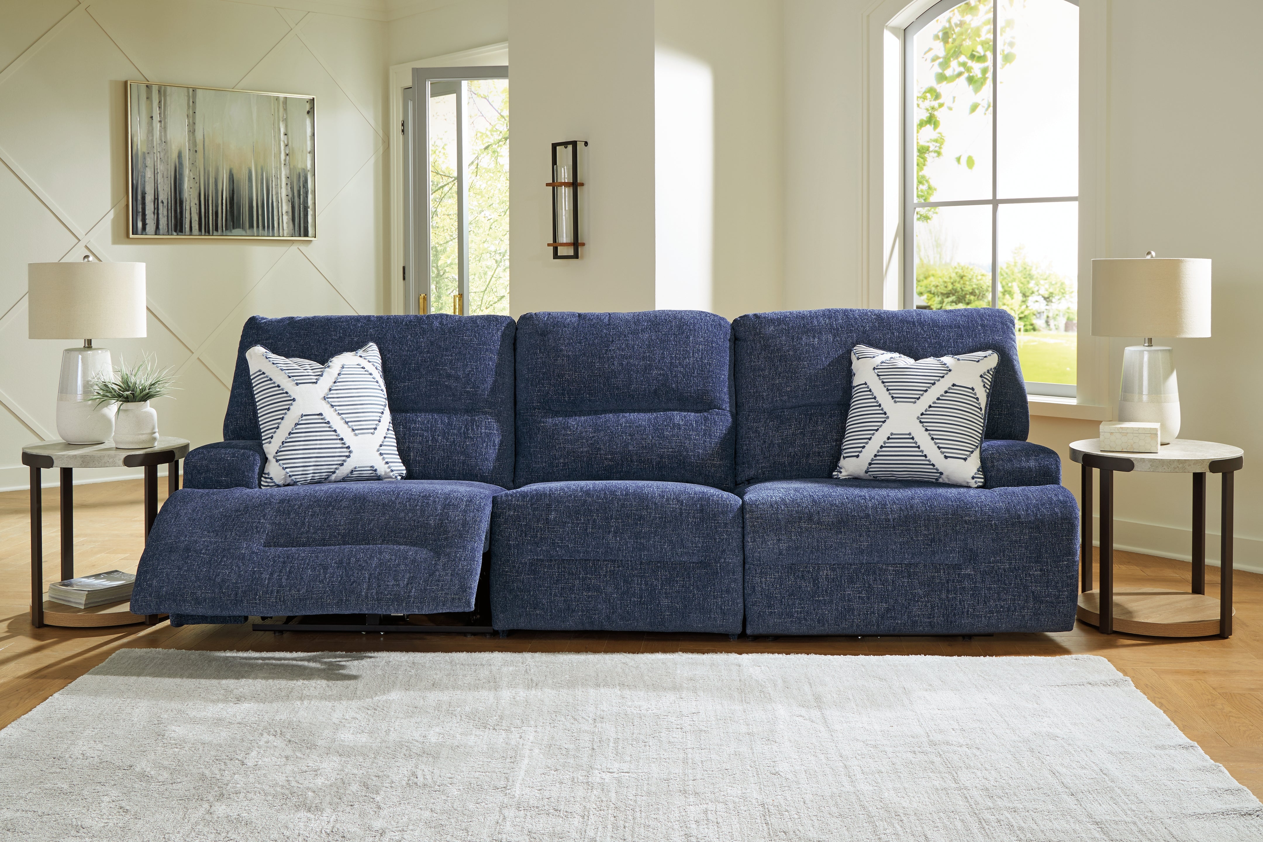 Tampa Furniture Outlet Lutz - Ashley Furniture - Acklen Place Sectional - 3-Piece Power Reclining Sectional Sofa / Navy - 93607S18
