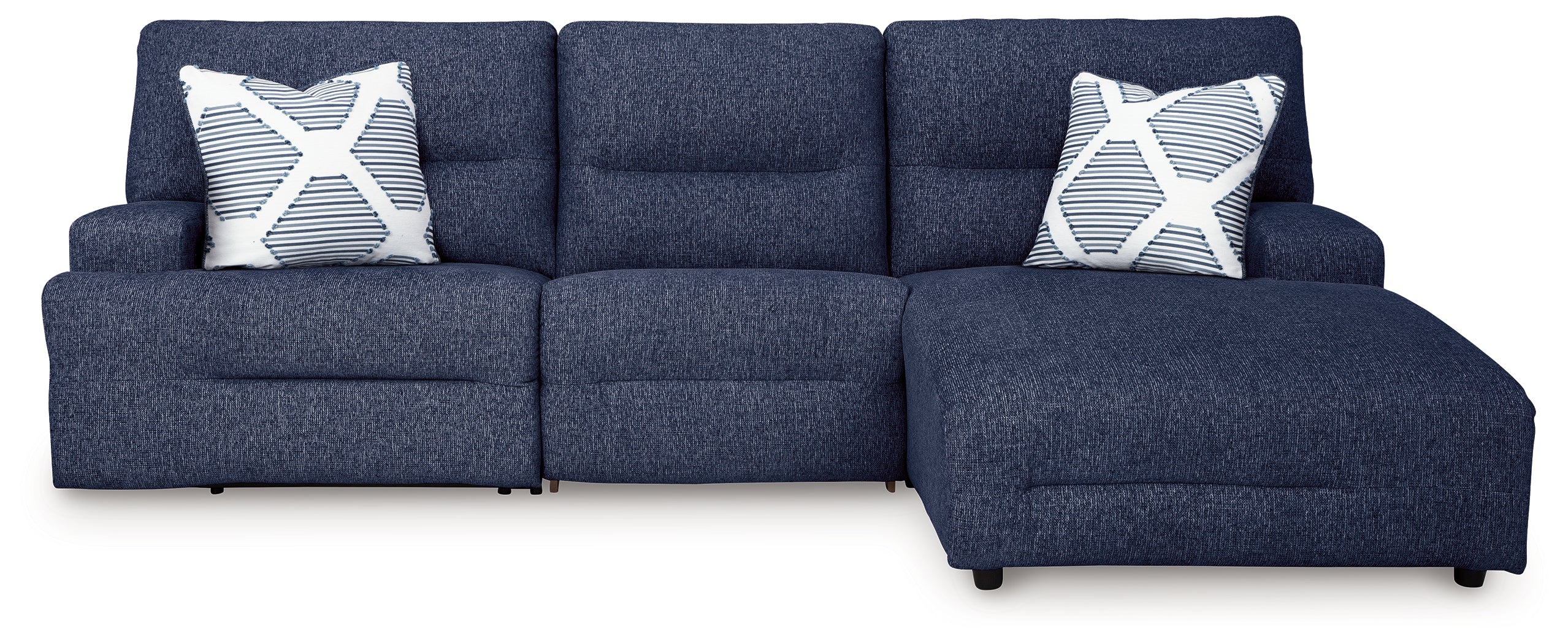 Tampa Furniture Outlet Lutz - Ashley Furniture - Acklen Place Sectional - 3-Piece Power Reclining Sectional / Navy - 93607S6