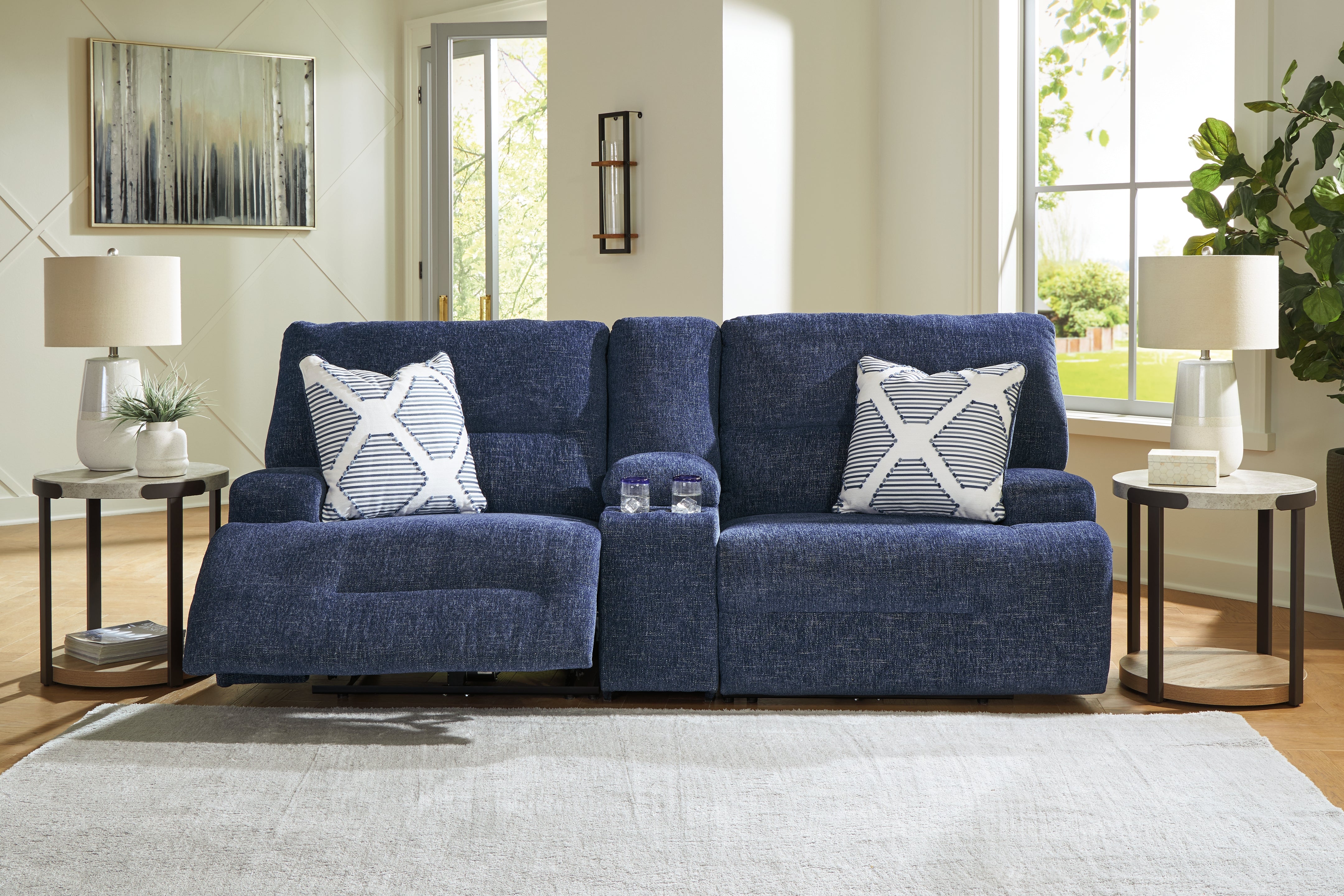 Tampa Furniture Outlet Lutz - Ashley Furniture - Acklen Place Sectional - 3-Piece Sectional / Navy - 93607S10