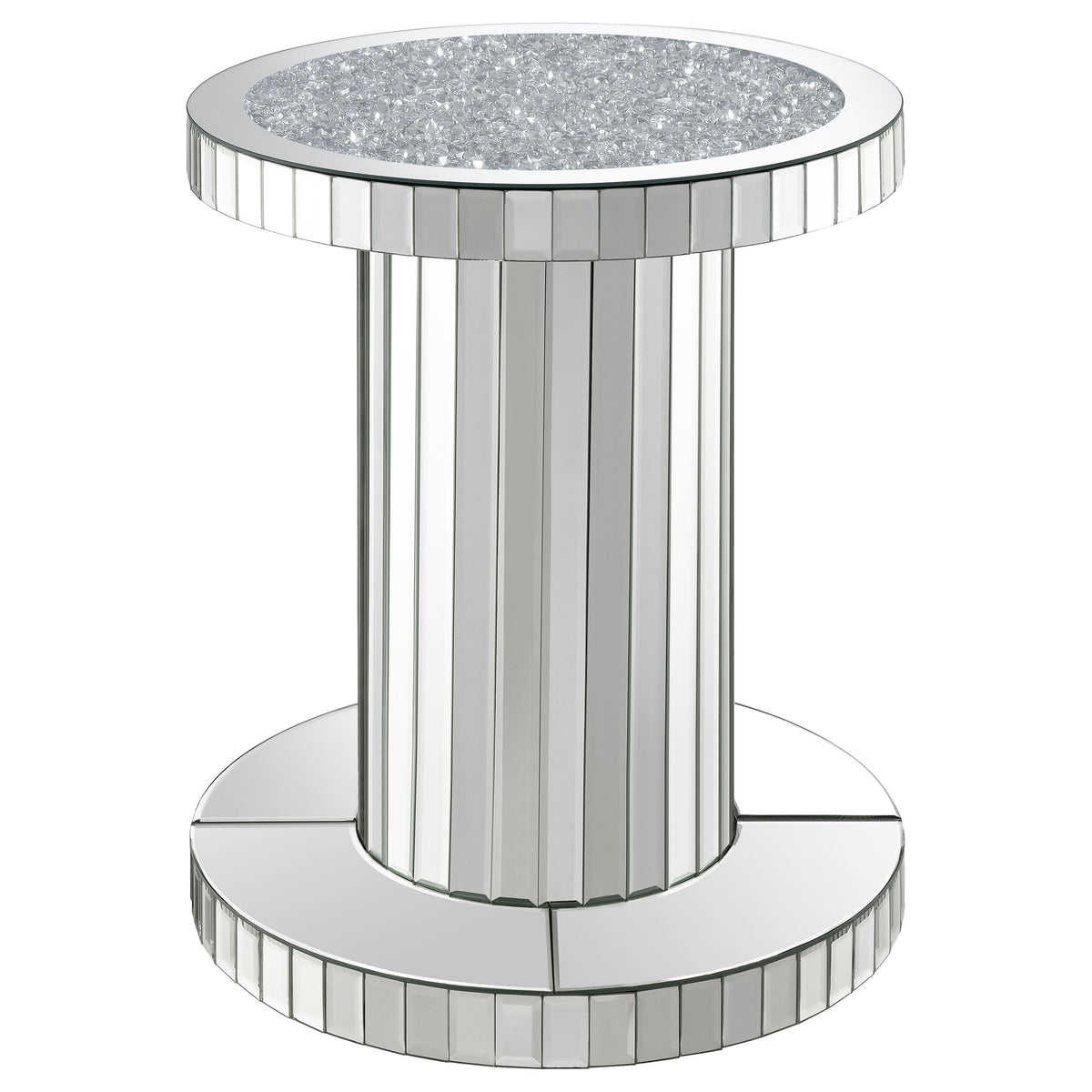 Tampa Furniture Outlet - Coaster - Dorielle Round Mirrored Acrylic Crystal Side Table Silver - 936125