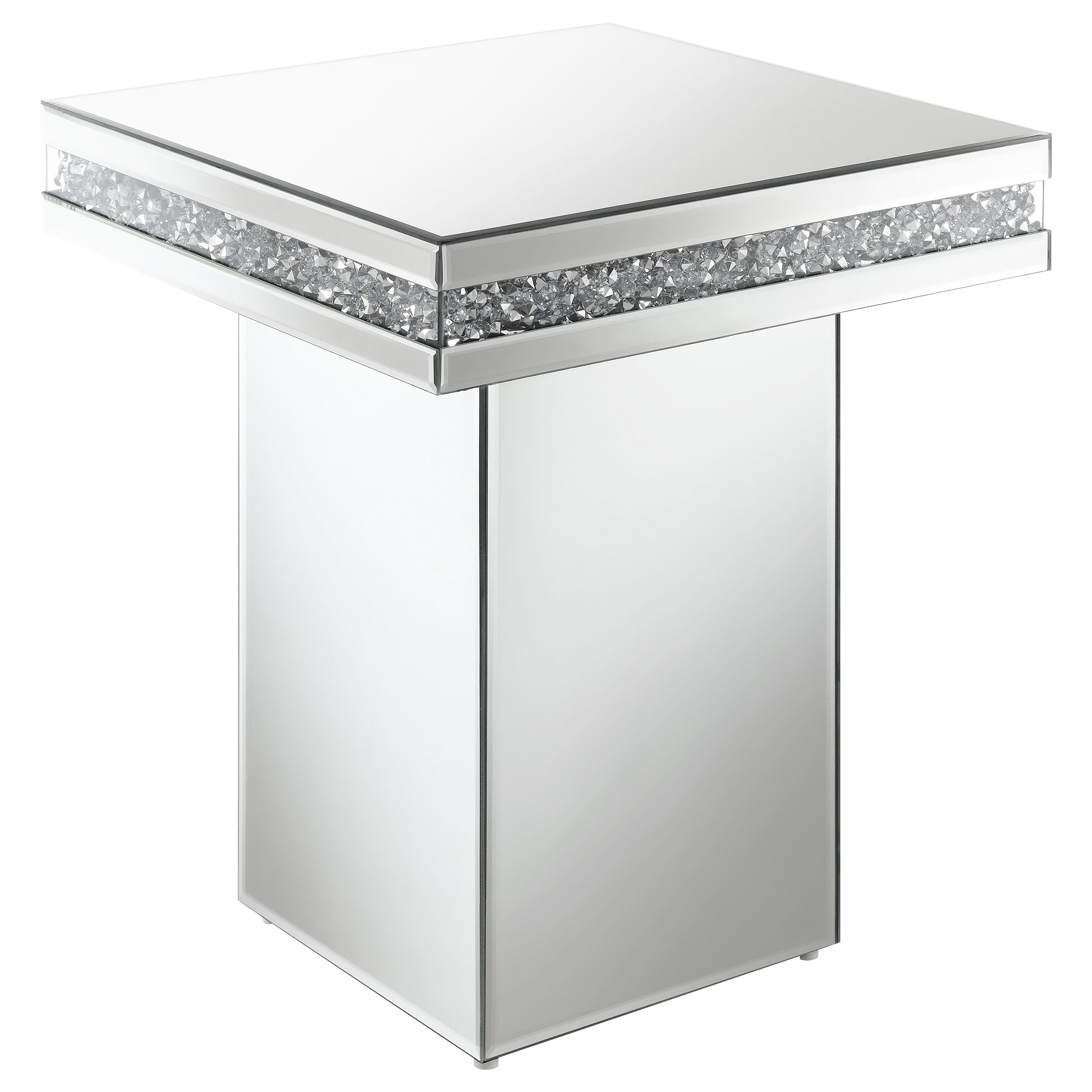 Tampa Furniture Outlet - Coaster - Elora Square Mirrored Accent Side Table Silver - 936137