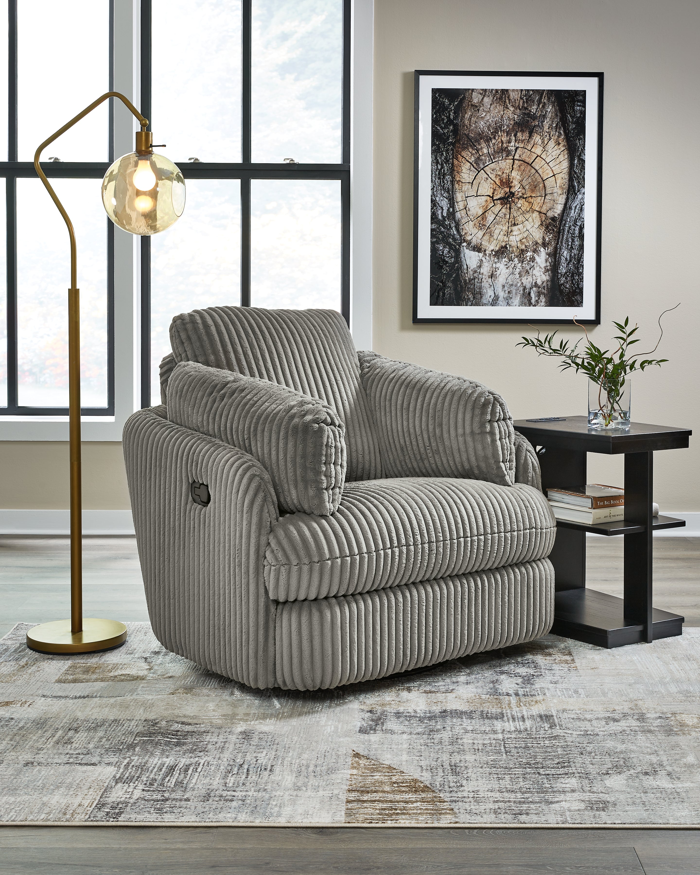 Tampa Furniture Outlet Lutz - Ashley Furniture - Tie-Breaker Living Room - Swivel Glider Recliner / Fog - 9490361