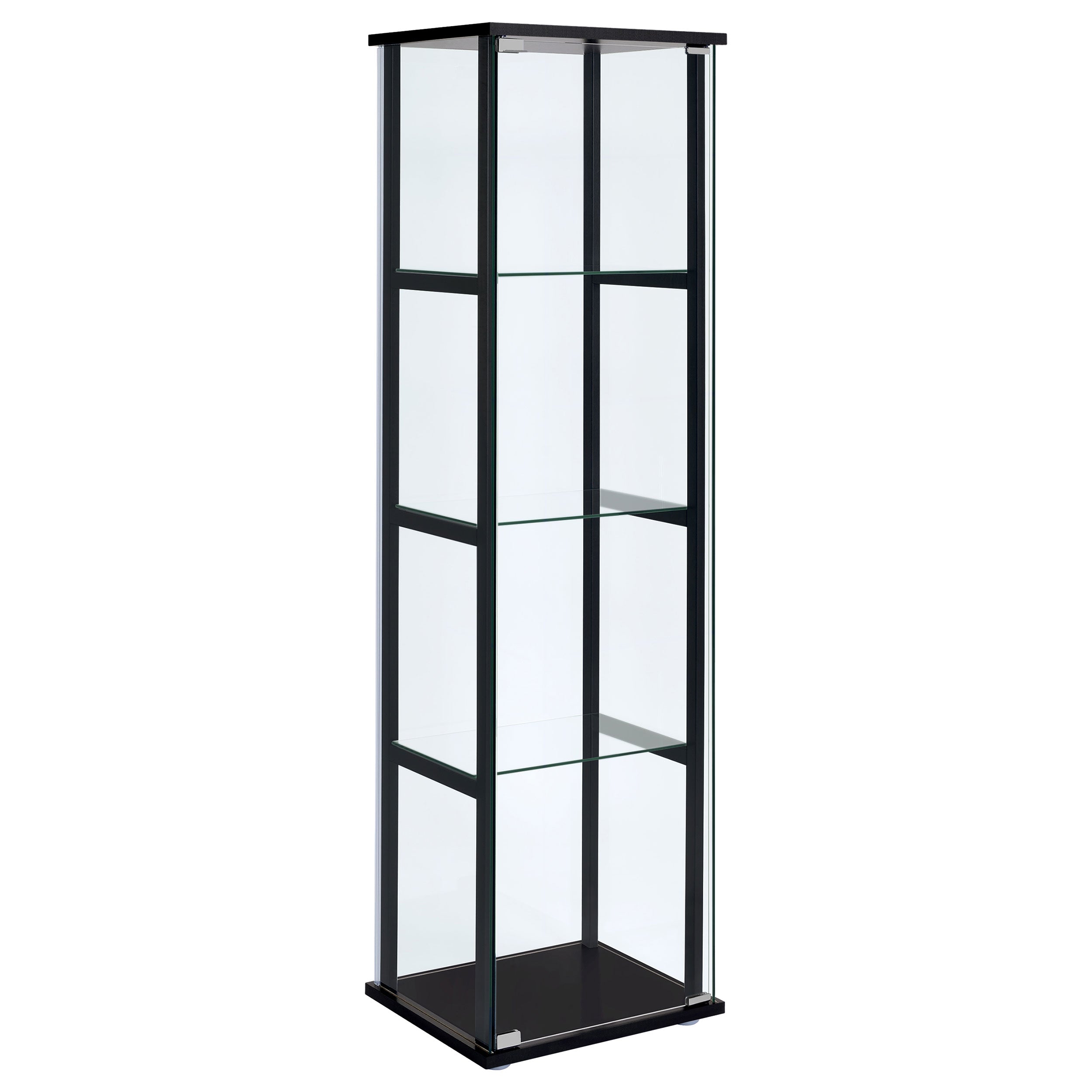 Tampa Furniture Outlet - Coaster - Cyclamen 4-shelf Clear Glass Curio Display Cabinet Black - 950171