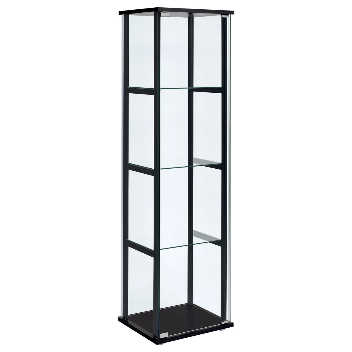 Tampa Furniture Outlet - Coaster - Cyclamen 4-shelf Clear Glass Curio Display Cabinet Black - 950171