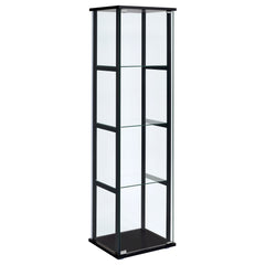 Tampa Furniture Outlet - Coaster - Cyclamen 4-shelf Clear Glass Curio Display Cabinet Black - 950171