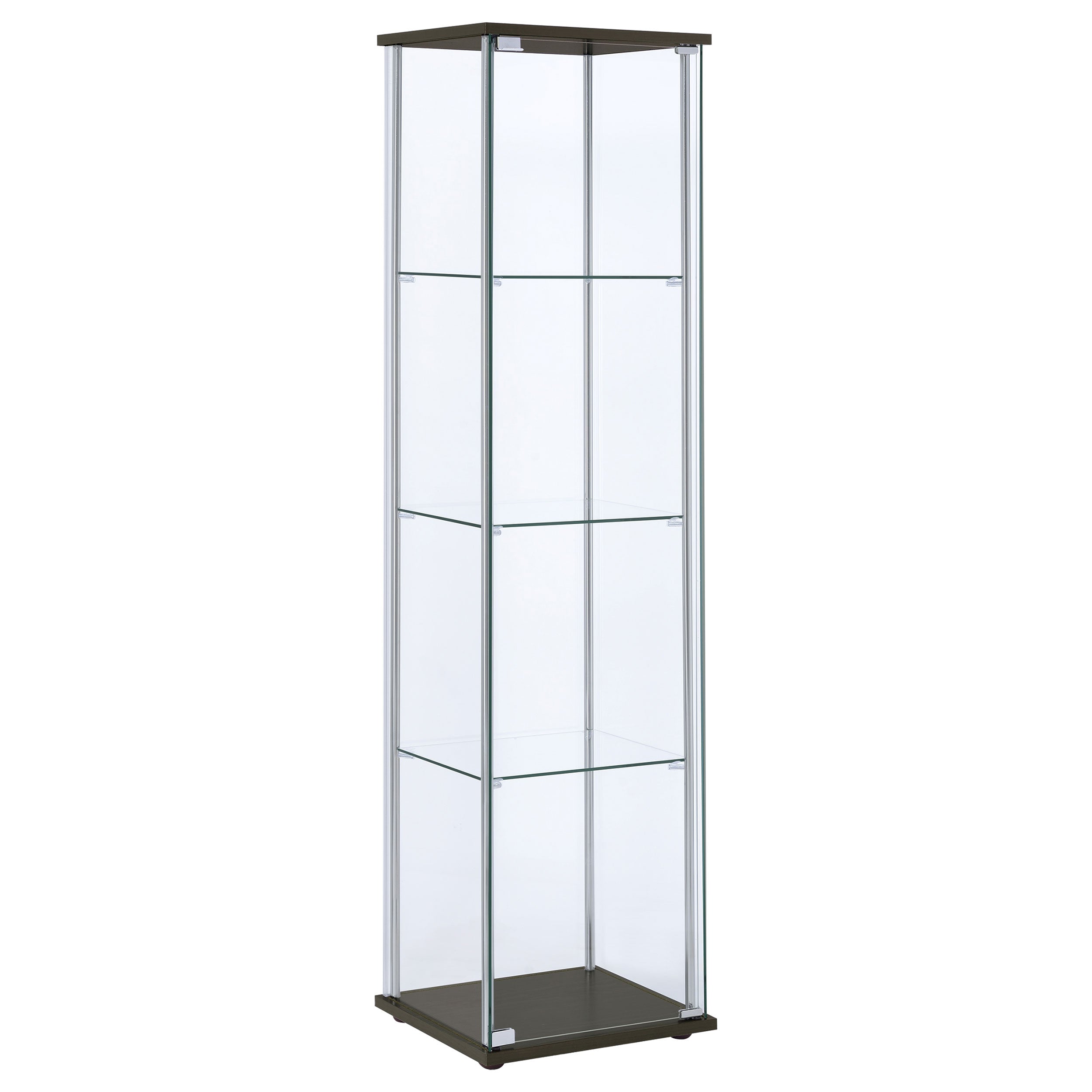 Tampa Furniture Outlet - Coaster - Bellatrix 3-shelf Clear Glass Curio Cabinet Cappuccino - 950172