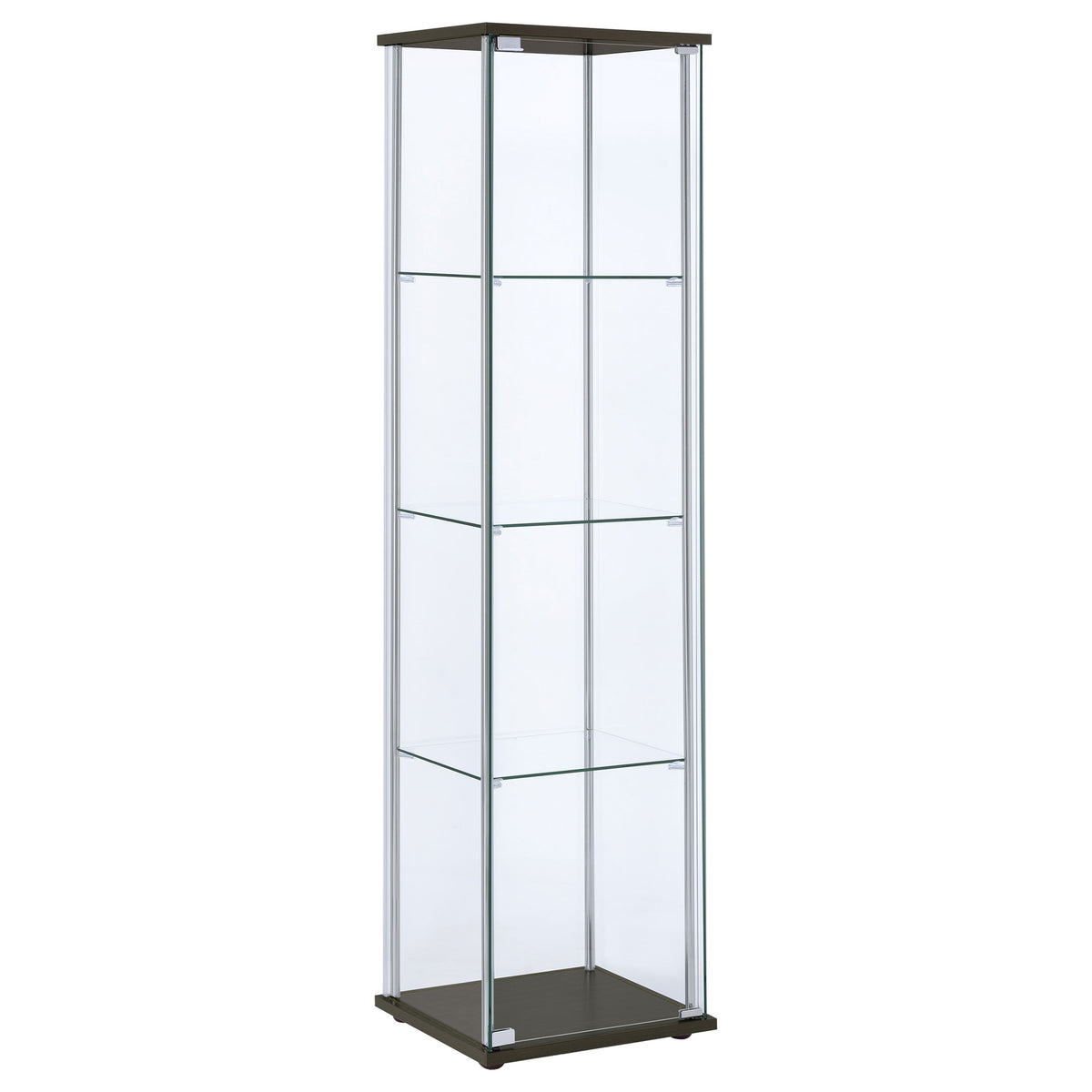 Tampa Furniture Outlet - Coaster - Bellatrix 3-shelf Clear Glass Curio Cabinet Cappuccino - 950172