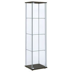 Tampa Furniture Outlet - Coaster - Bellatrix 3-shelf Clear Glass Curio Cabinet Cappuccino - 950172