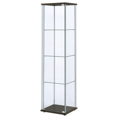 Bellatrix 3-shelf Clear Glass Curio Cabinet Cappuccino