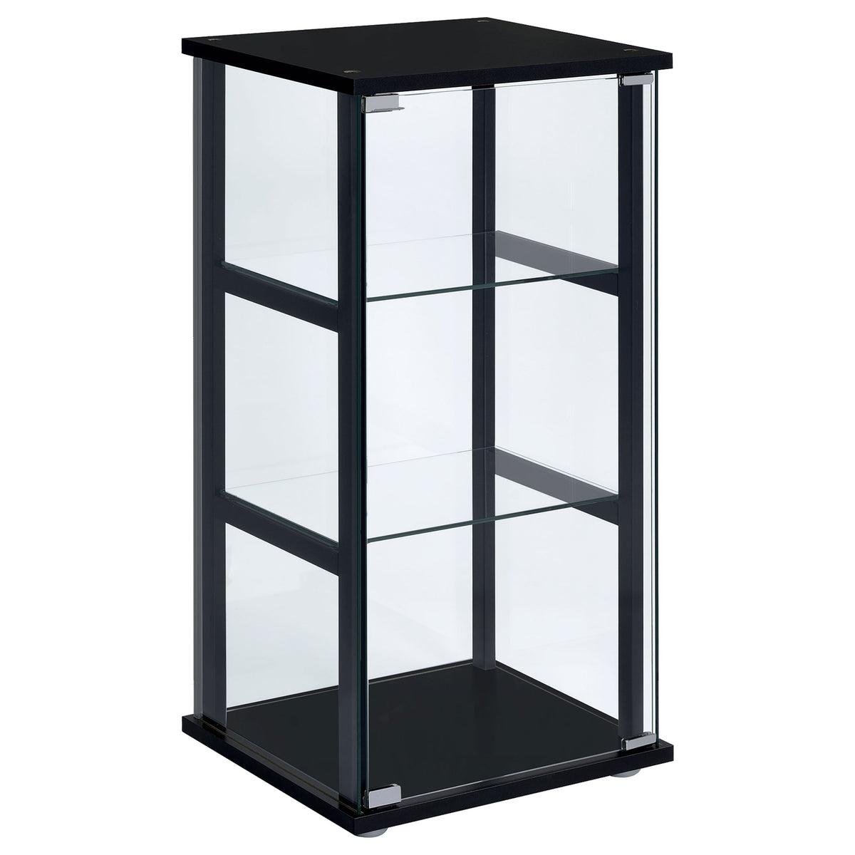 Tampa Furniture Outlet - Coaster - Cyclamen 3-shelf Clear Glass Curio Display Cabinet Black - 950179