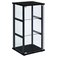Tampa Furniture Outlet - Coaster - Cyclamen 3-shelf Clear Glass Curio Display Cabinet Black - 950179