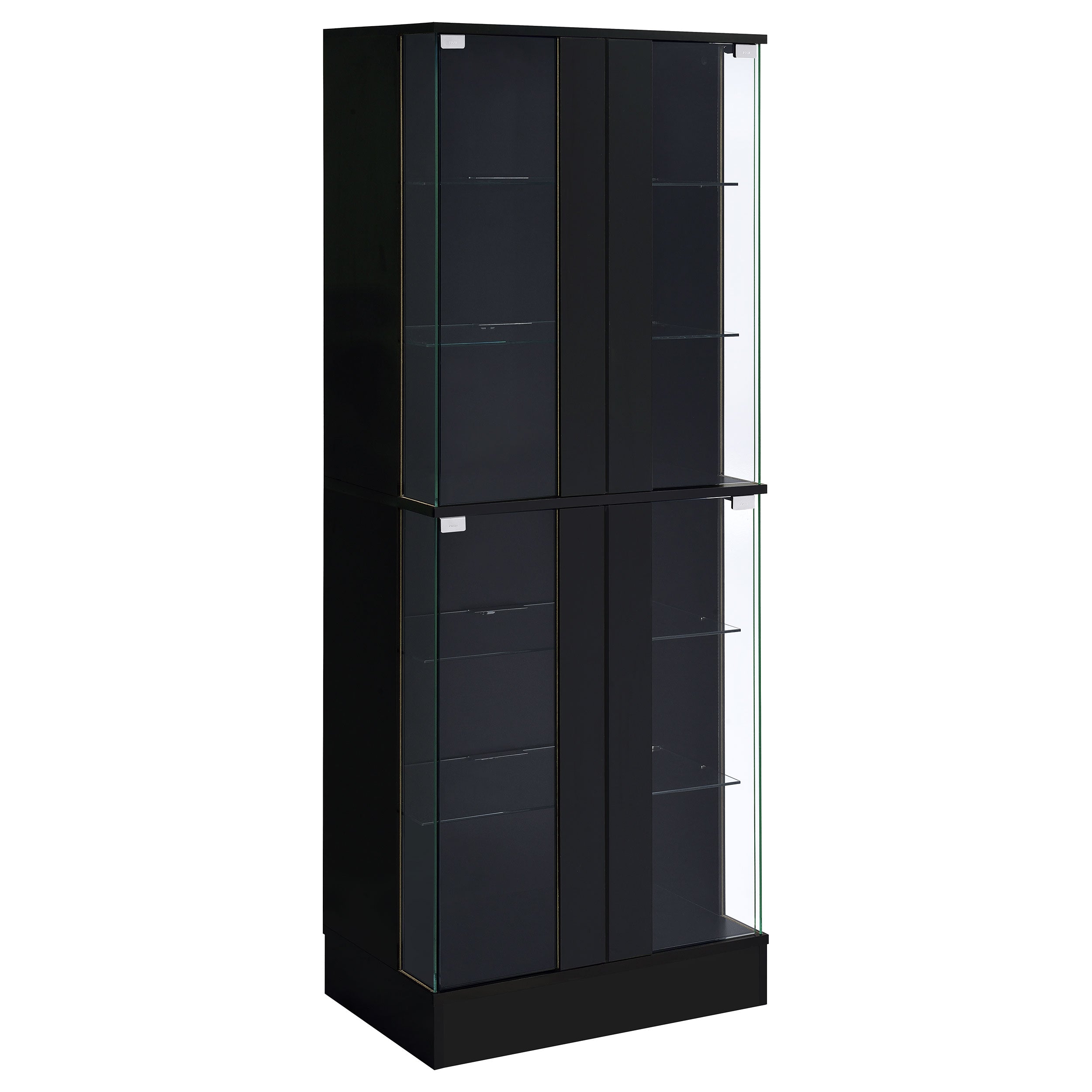 Tampa Furniture Outlet - Coaster - Cabra 4-door LED Curio Display Cabinet Black High Gloss - 950398