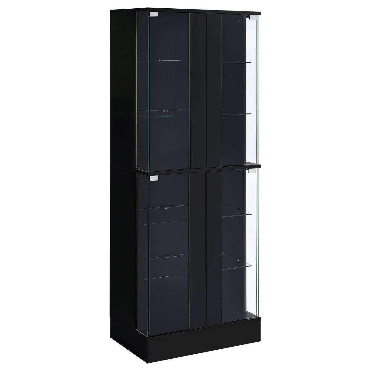 Tampa Furniture Outlet - Coaster - Cabra 4-door LED Curio Display Cabinet Black High Gloss - 950398
