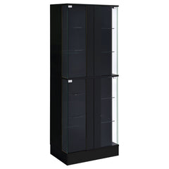 Tampa Furniture Outlet - Coaster - Cabra 4-door LED Curio Display Cabinet Black High Gloss - 950398