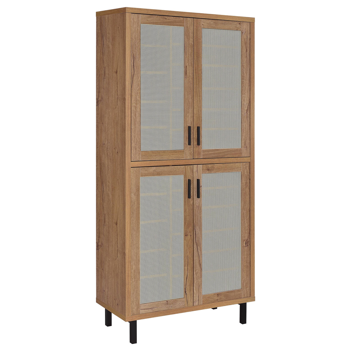 Tampa Furniture Outlet - Coaster - Teller 80-inch 4-door Tall Shoe Storage Cabinet Natural Oak - 950440