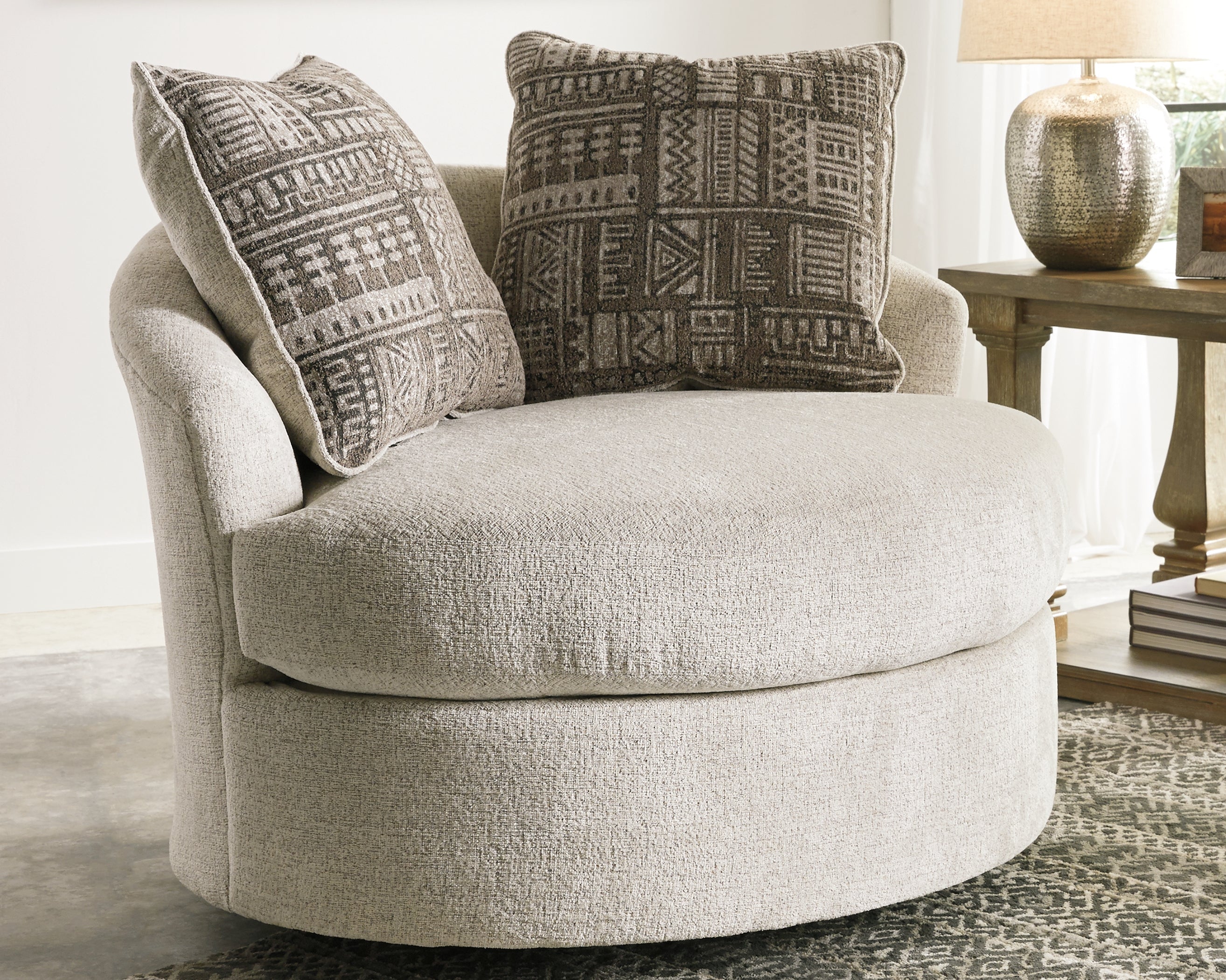 Tampa Furniture Outlet Lutz - Ashley Furniture - Soletren Living Room - Swivel Accent Chair / Stone - 9510444