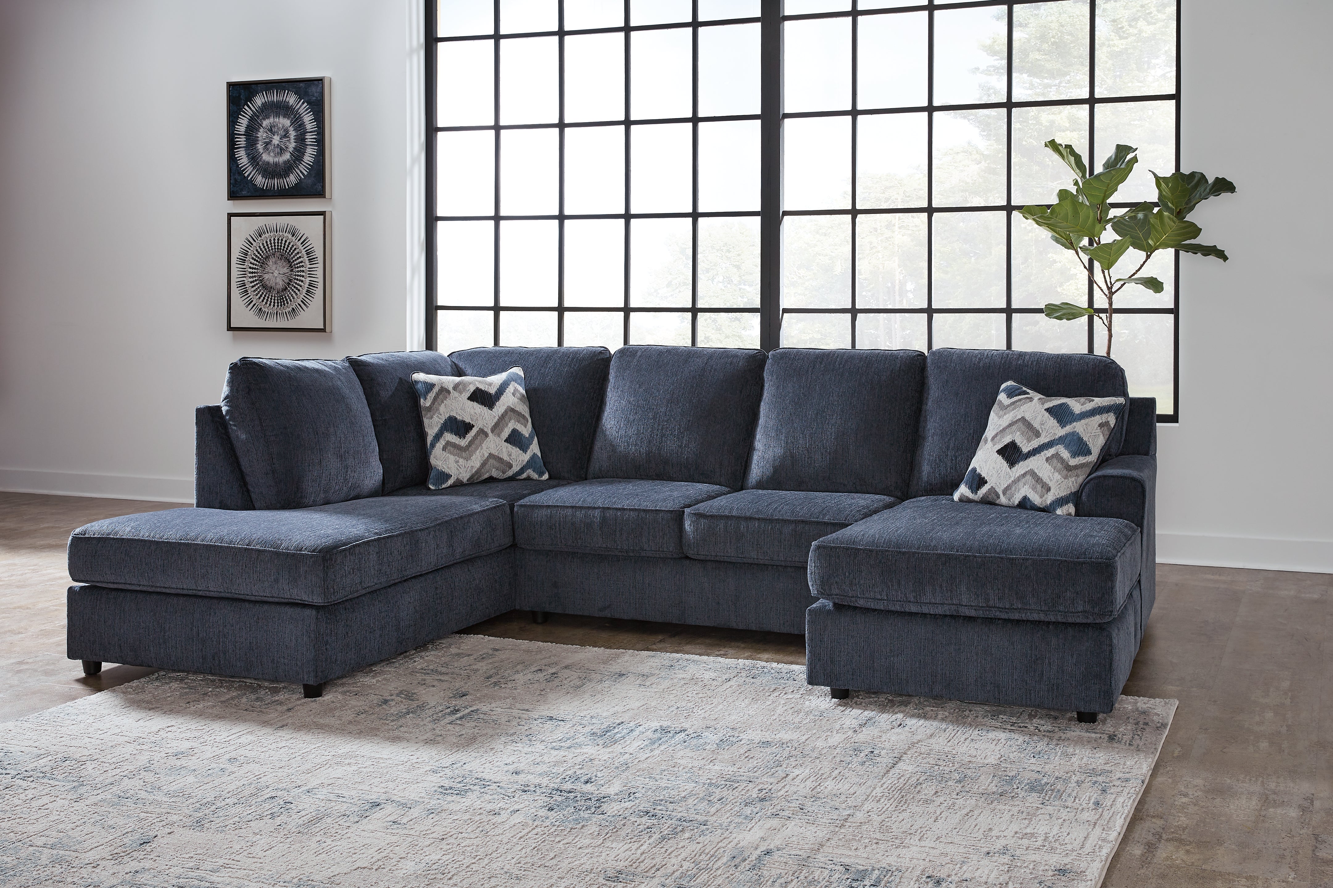 Tampa Furniture Outlet Lutz - Ashley Furniture - Albar Place Sectional - RAF 2-Piece Sectional / Cobalt - 95302S2