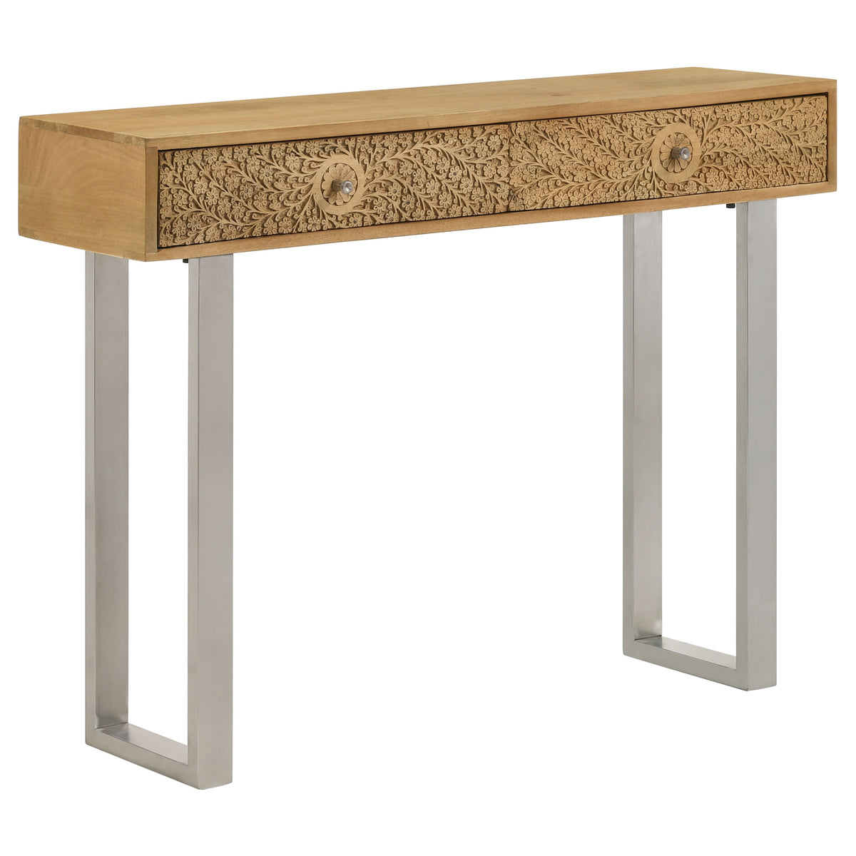 Tampa Furniture Outlet - Coaster - Draco 2-drawer Console Table Hand Carved Details Natural - 953512