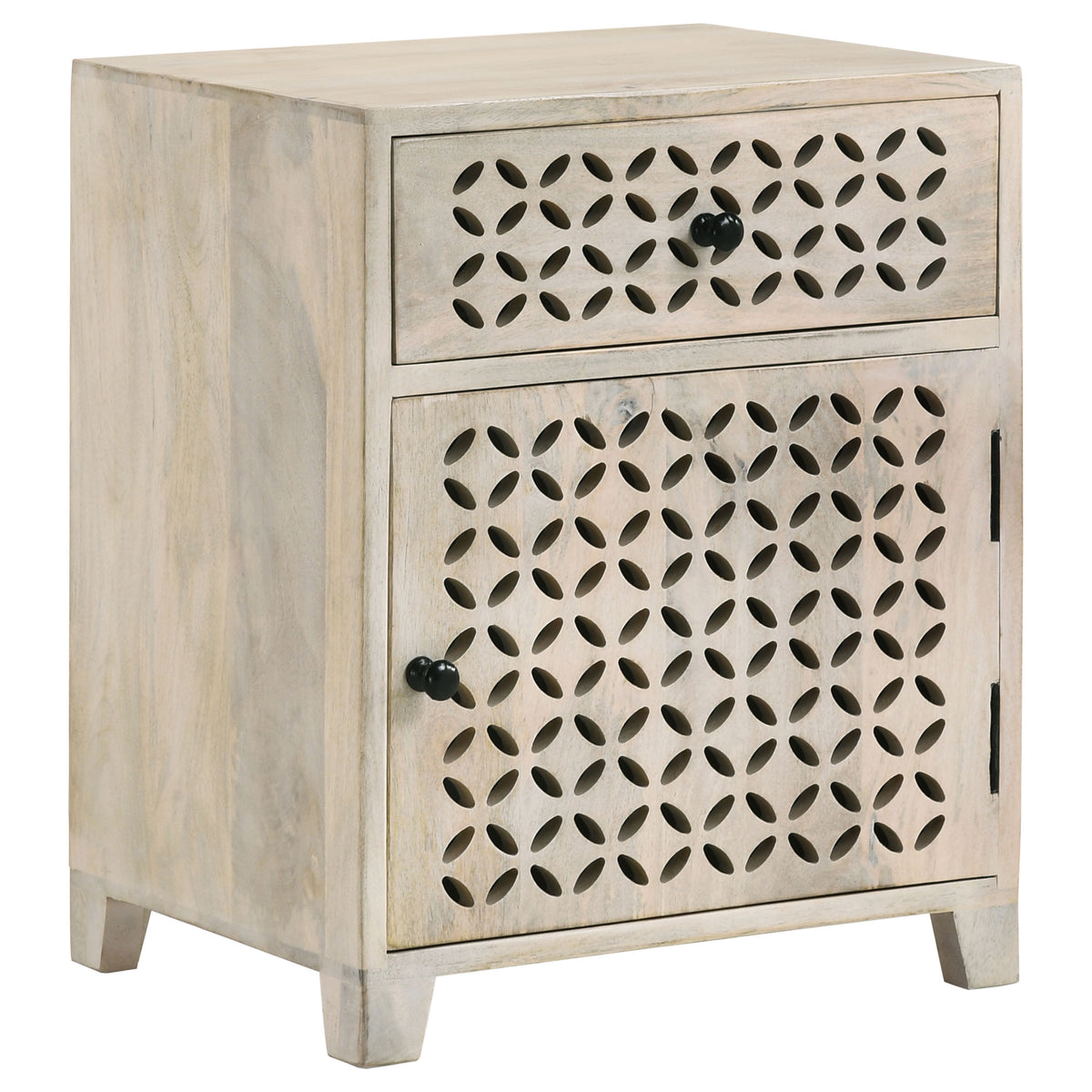Tampa Furniture Outlet - Coaster - August 1-drawer Trellis Pattern Storage Cabinet White Washed - 953569