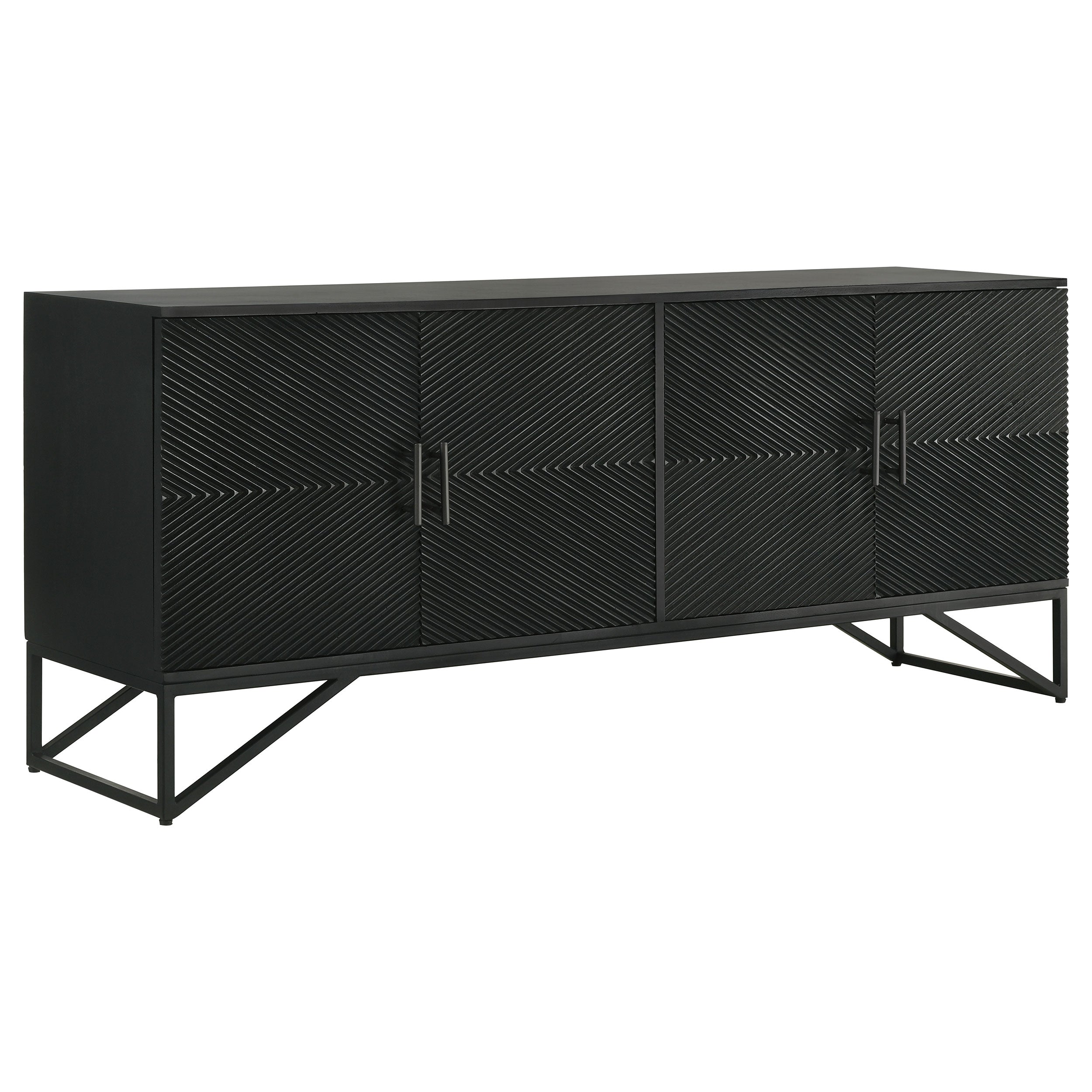 Tampa Furniture Outlet - Coaster - Riddell 4-door Wood Reeding Accent Cabinet Matte Black - 959631