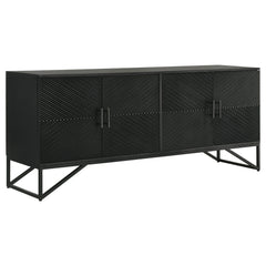 Tampa Furniture Outlet - Coaster - Riddell 4-door Wood Reeding Accent Cabinet Matte Black - 959631