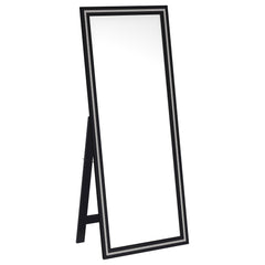 Tampa Furniture Outlet - Coaster - Windrose 28 x 67 Inch Tempered LED Standing Mirror Black - 960962