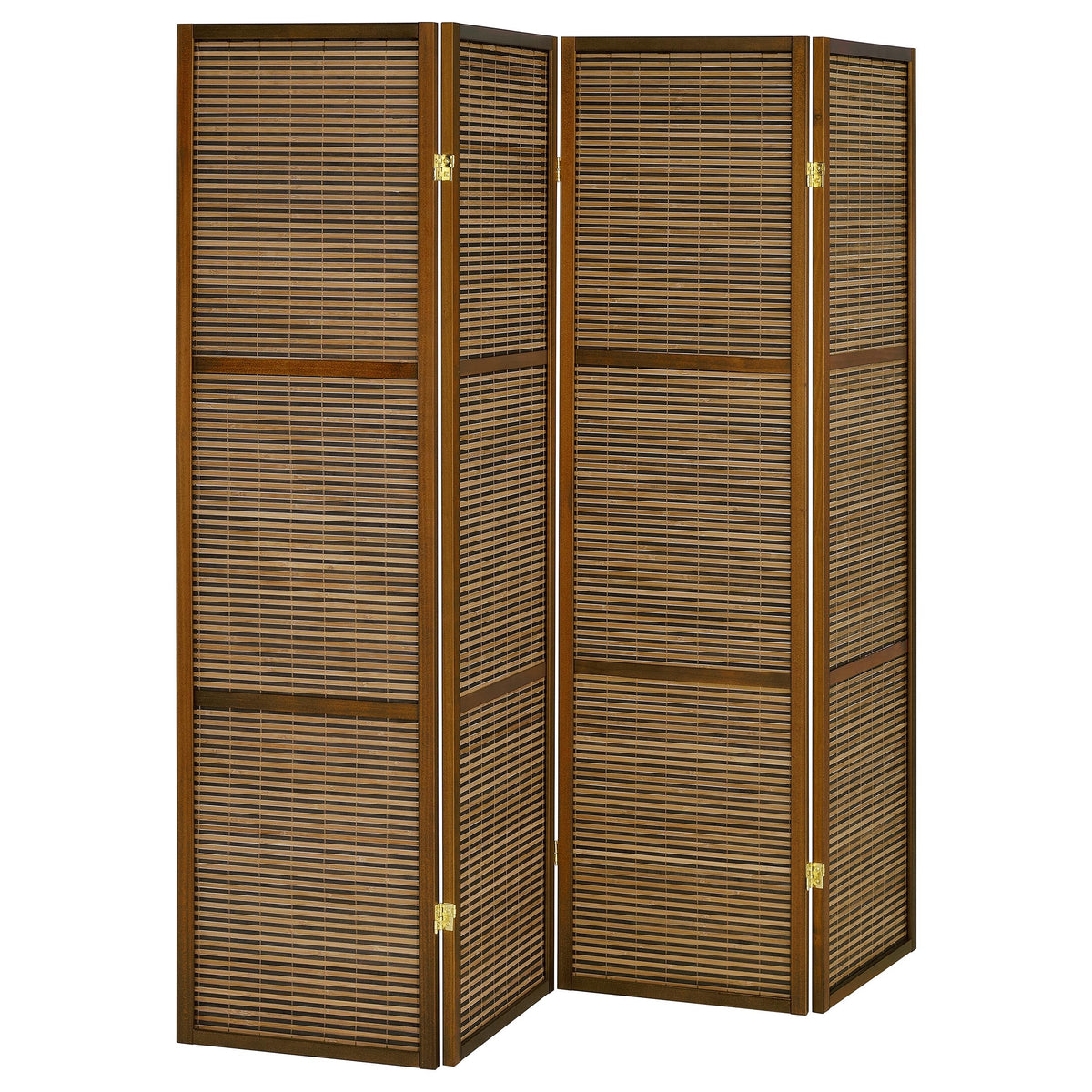 Tampa Furniture Outlet - Coaster - Browning 4-panel Bamboo Room Divider Folding Screen Walnut - 961638