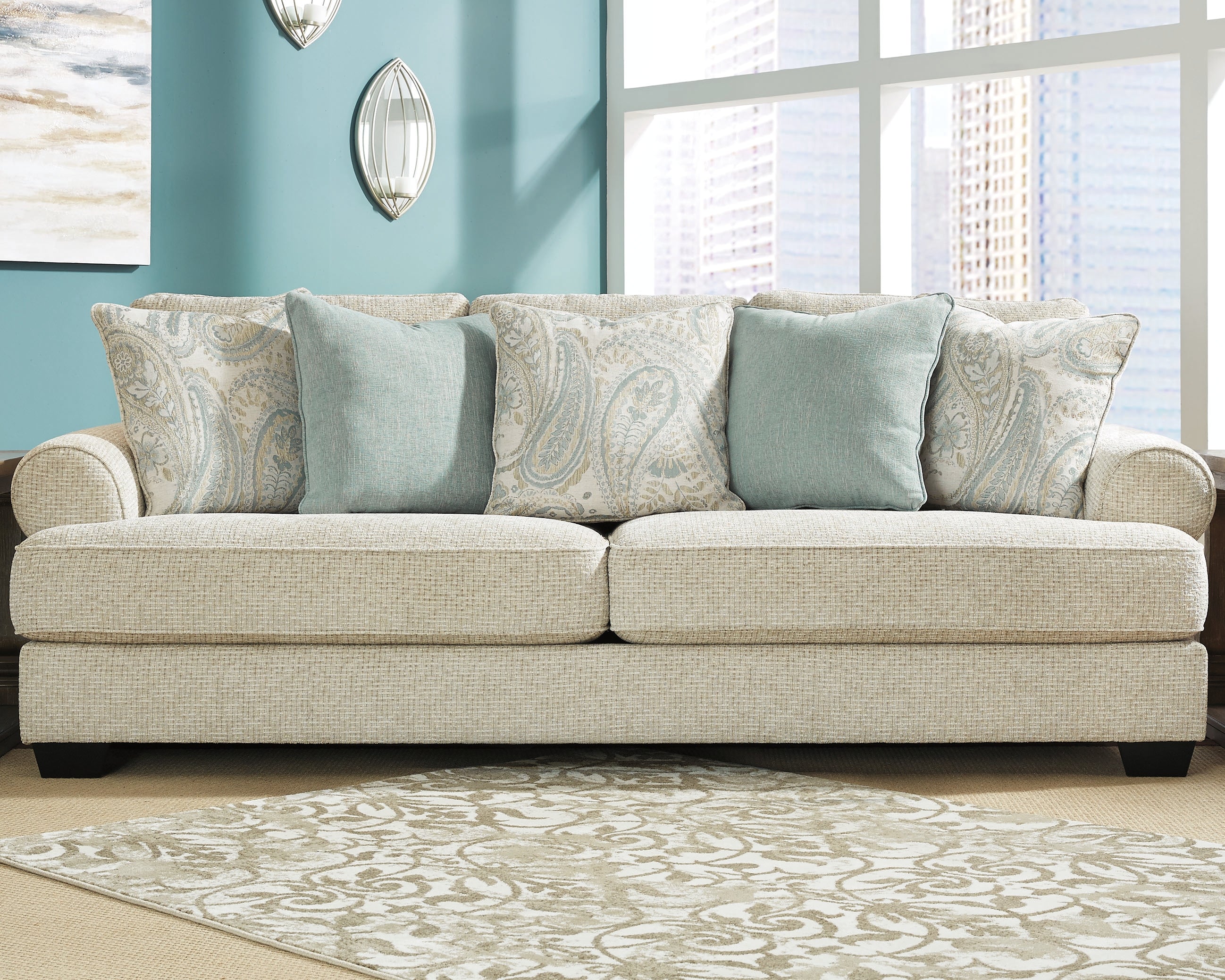 Tampa Furniture Outlet Lutz - Ashley Furniture - Monaghan Living Room - Sofa / Sandstone - 9620538