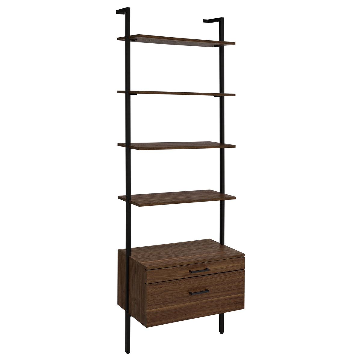 Tampa Furniture Outlet - Coaster - Owens 96-inch 4-shelf Storage Wall Bookshelf Walnut - 980074