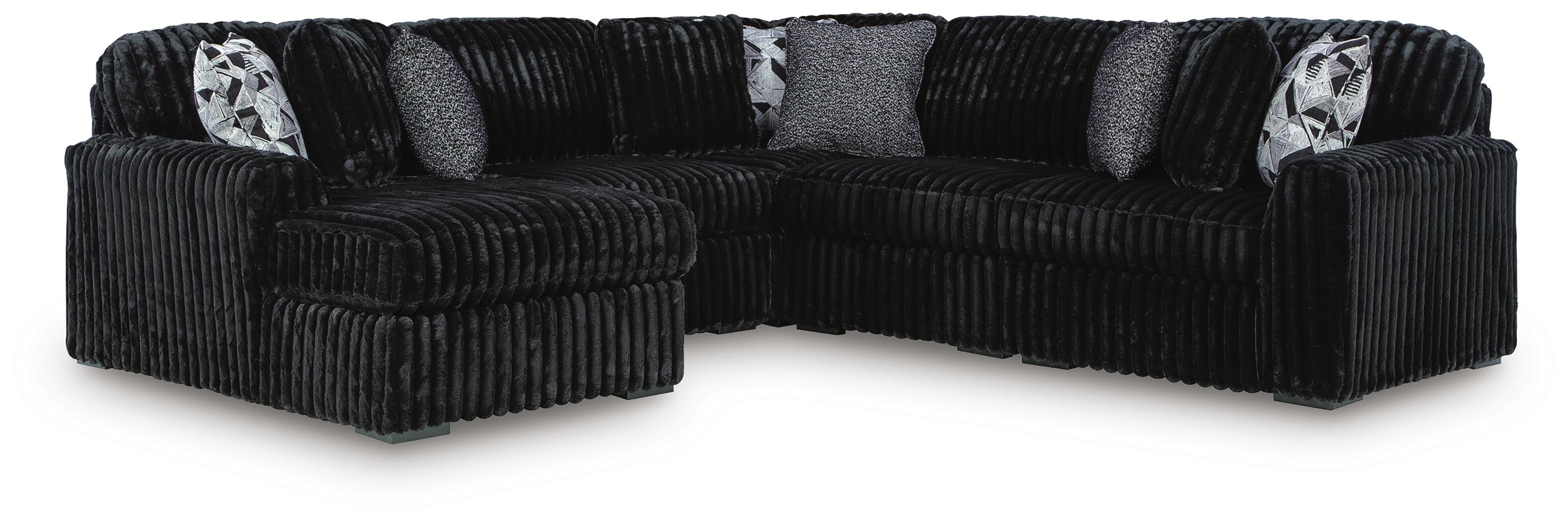 Tampa Furniture Outlet Lutz - Ashley Furniture - Midnight-Madness Sectional - RAF 5-Piece Sectional with Chaise / Onyx - 98103S21