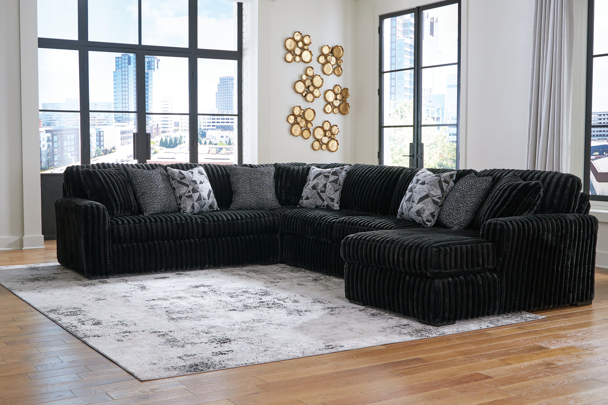 Tampa Furniture Outlet Lutz - Ashley Furniture - Midnight-Madness Sectional - LAF 4-Piece Sectional with Chaise / Onyx - 98103S3