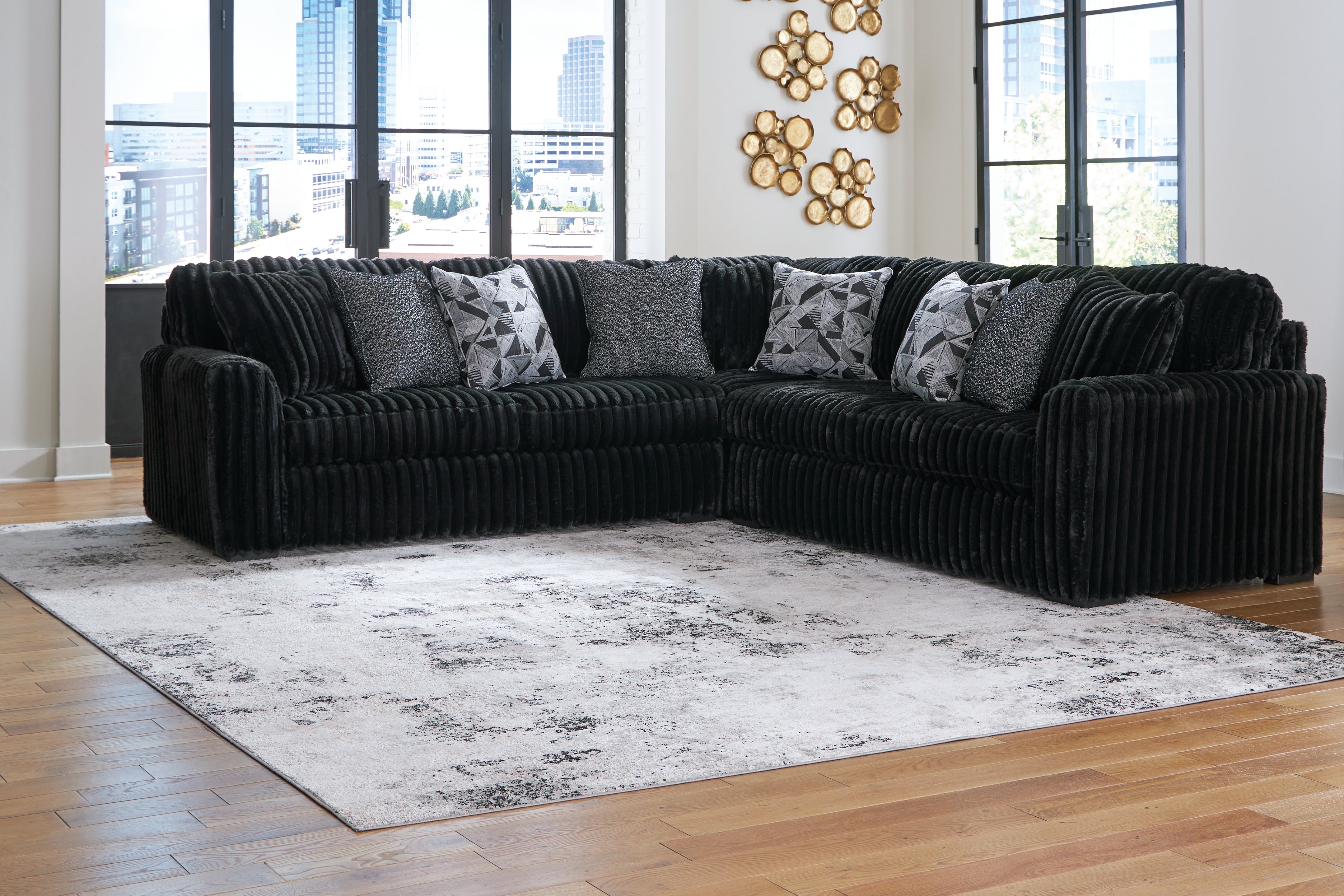 Tampa Furniture Outlet Lutz - Ashley Furniture - Midnight-Madness Sectional - LAF 3-Piece Sectional / Onyx - 98103S6