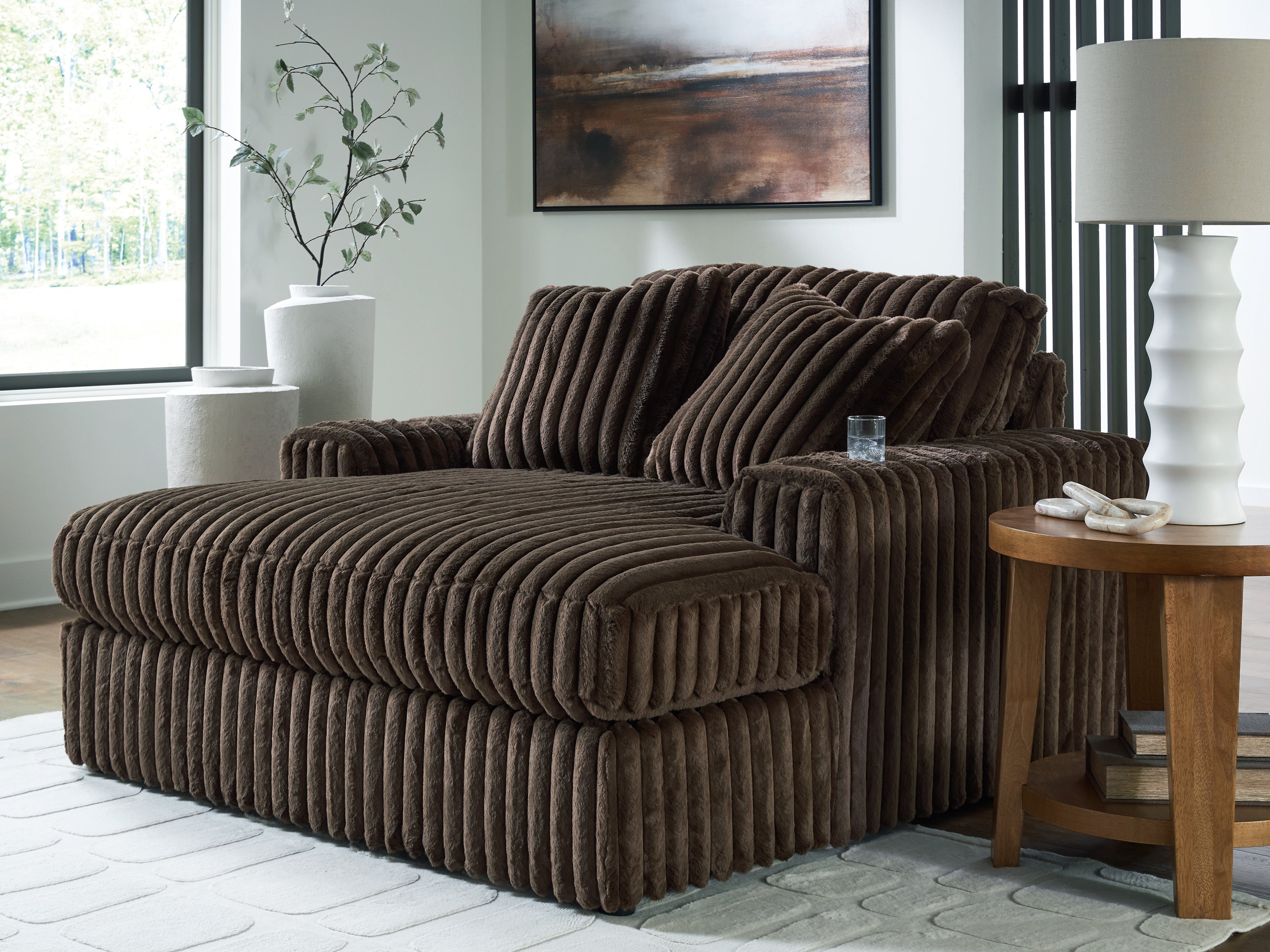 Tampa Furniture Outlet Lutz - Ashley Furniture - Midnight-Madness Living Room - Oversized Chaise / Chocolate - 9810415