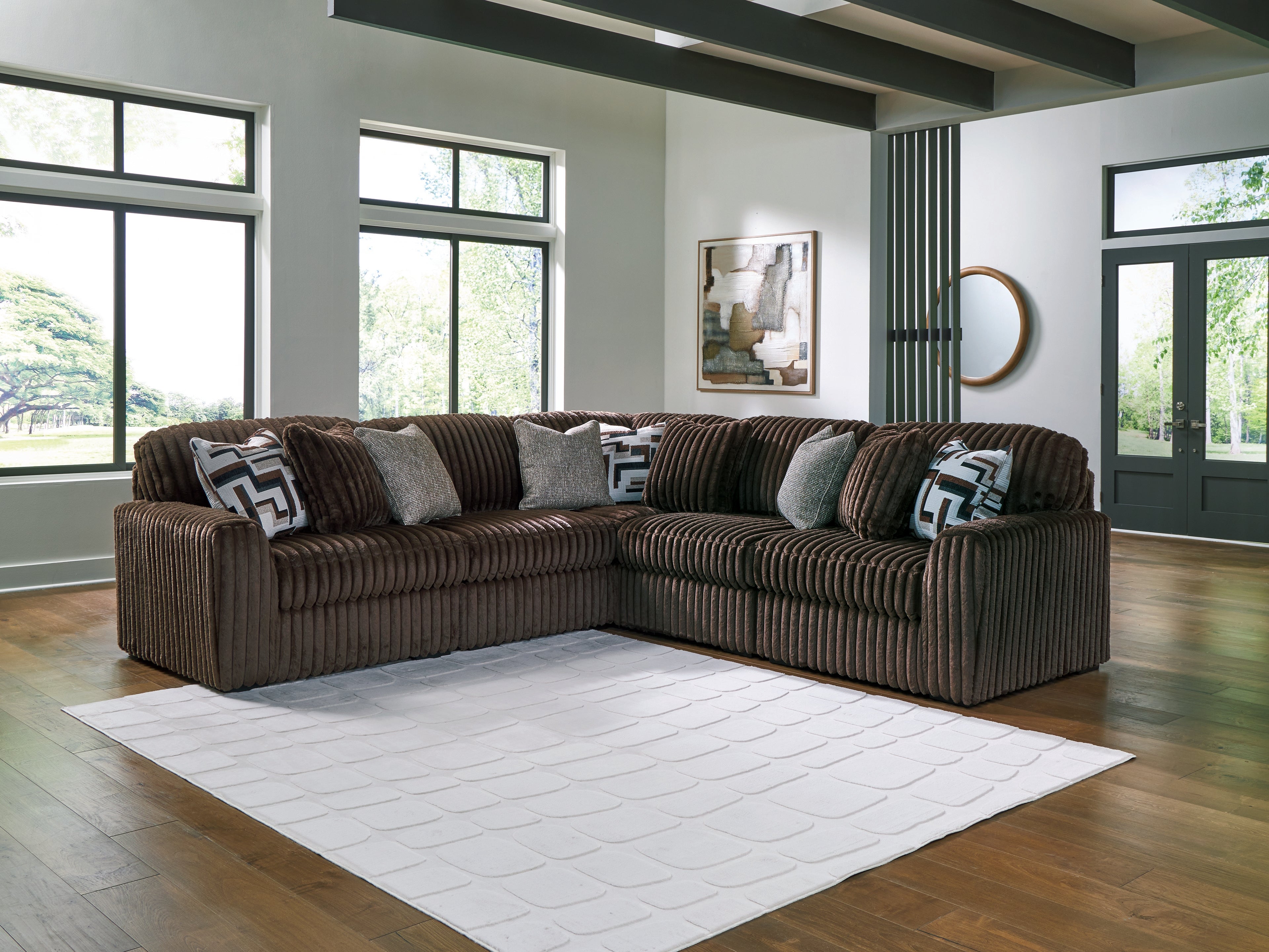 Tampa Furniture Outlet Lutz - Ashley Furniture - Midnight-Madness Sectional - RAF 5-Piece Sectional / Chocolate - 98104S26