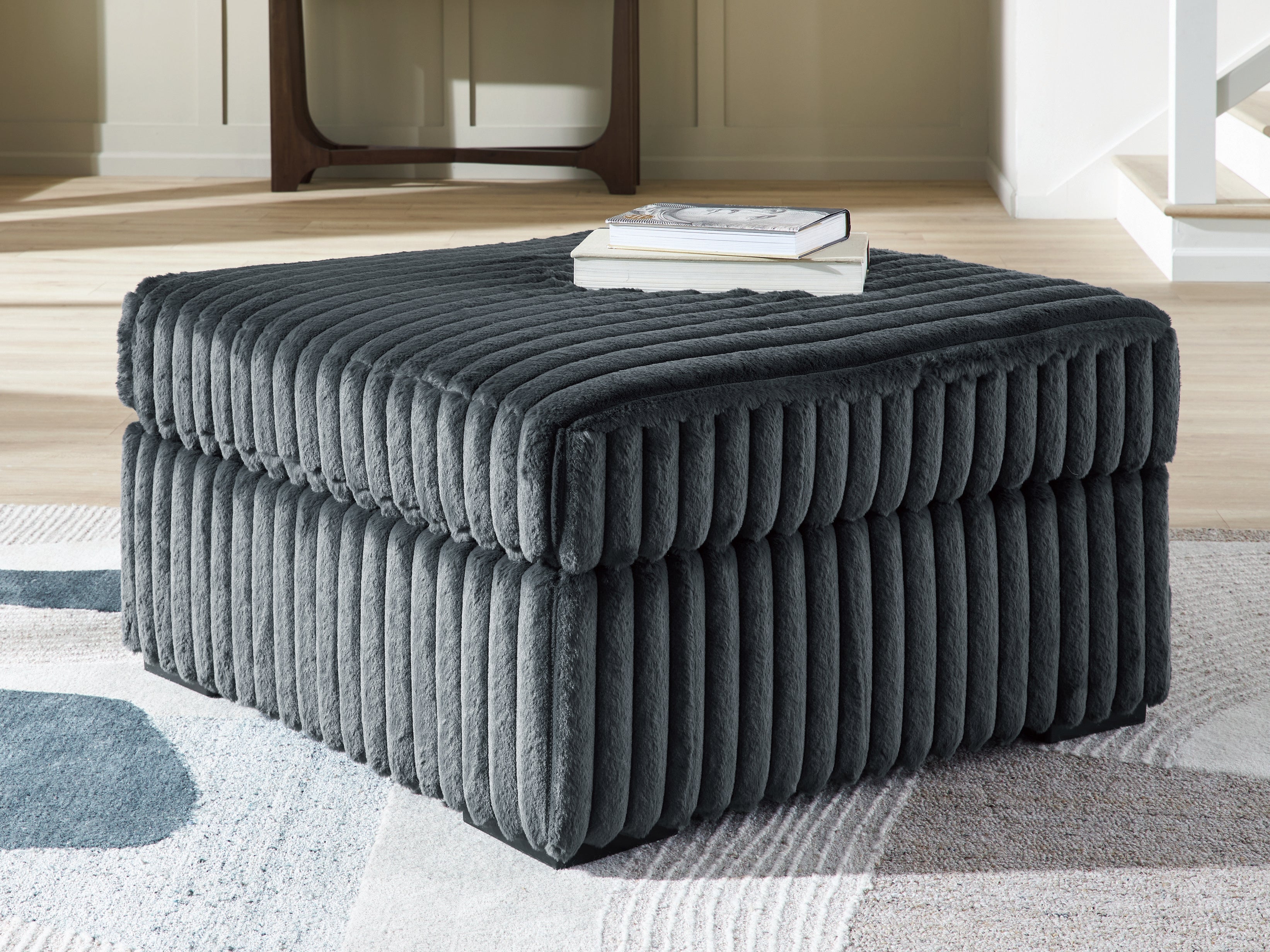 Tampa Furniture Outlet Lutz - Ashley Furniture - Midnight-Madness Living Room - Oversized Accent Ottoman / Gunmetal - 9810508
