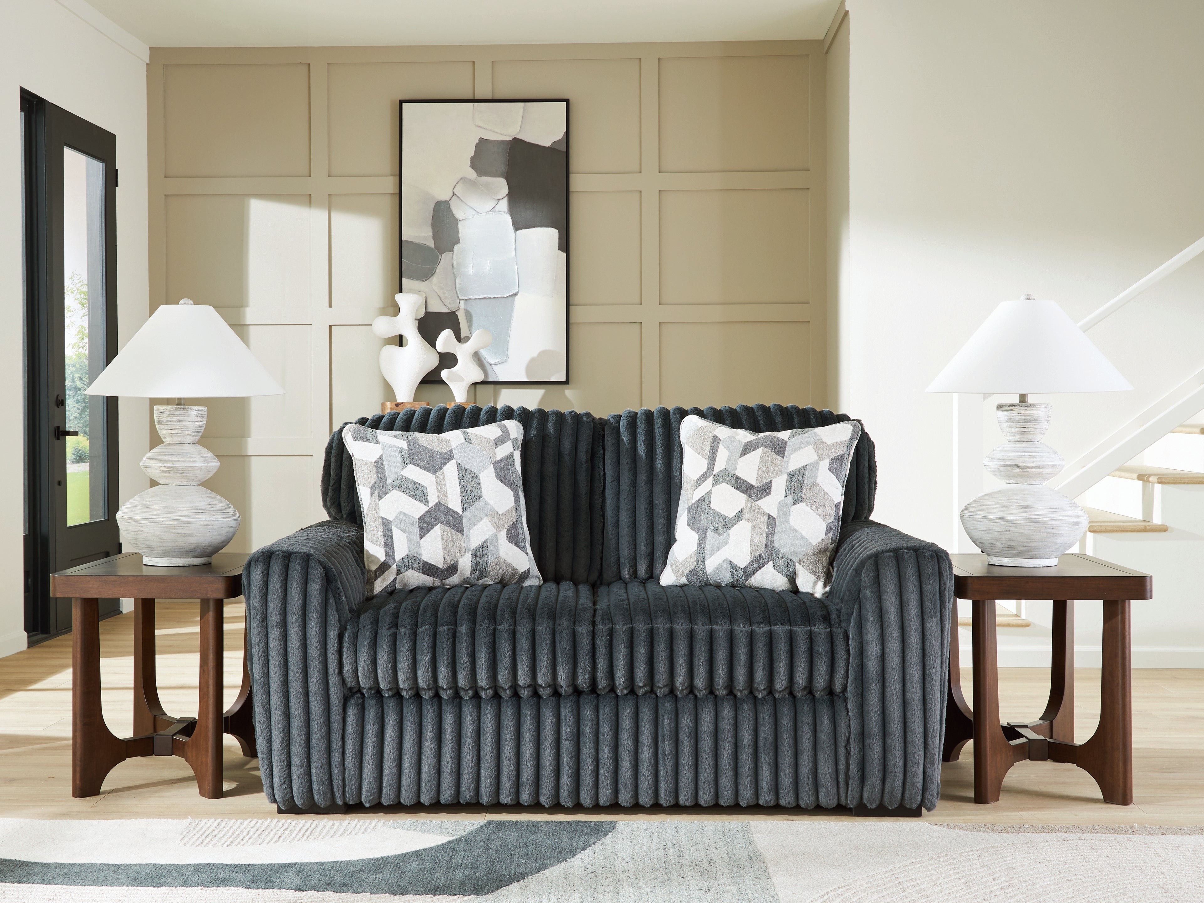 Tampa Furniture Outlet Lutz - Ashley Furniture - Midnight-Madness Living Room - Loveseat / Gunmetal - 9810535