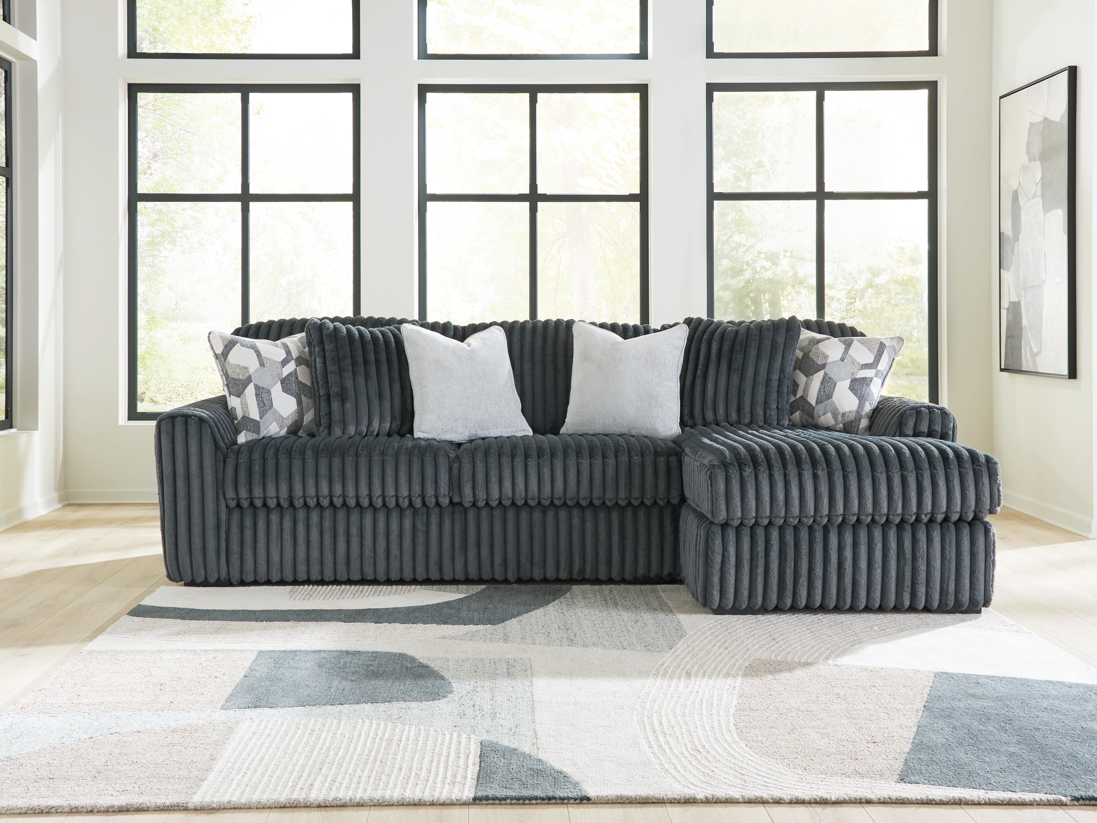 Tampa Furniture Outlet Lutz - Ashley Furniture - Midnight-Madness Sectional - LAF 2-Piece Sectional Sofa Chaise / Gunmetal - 98105S3