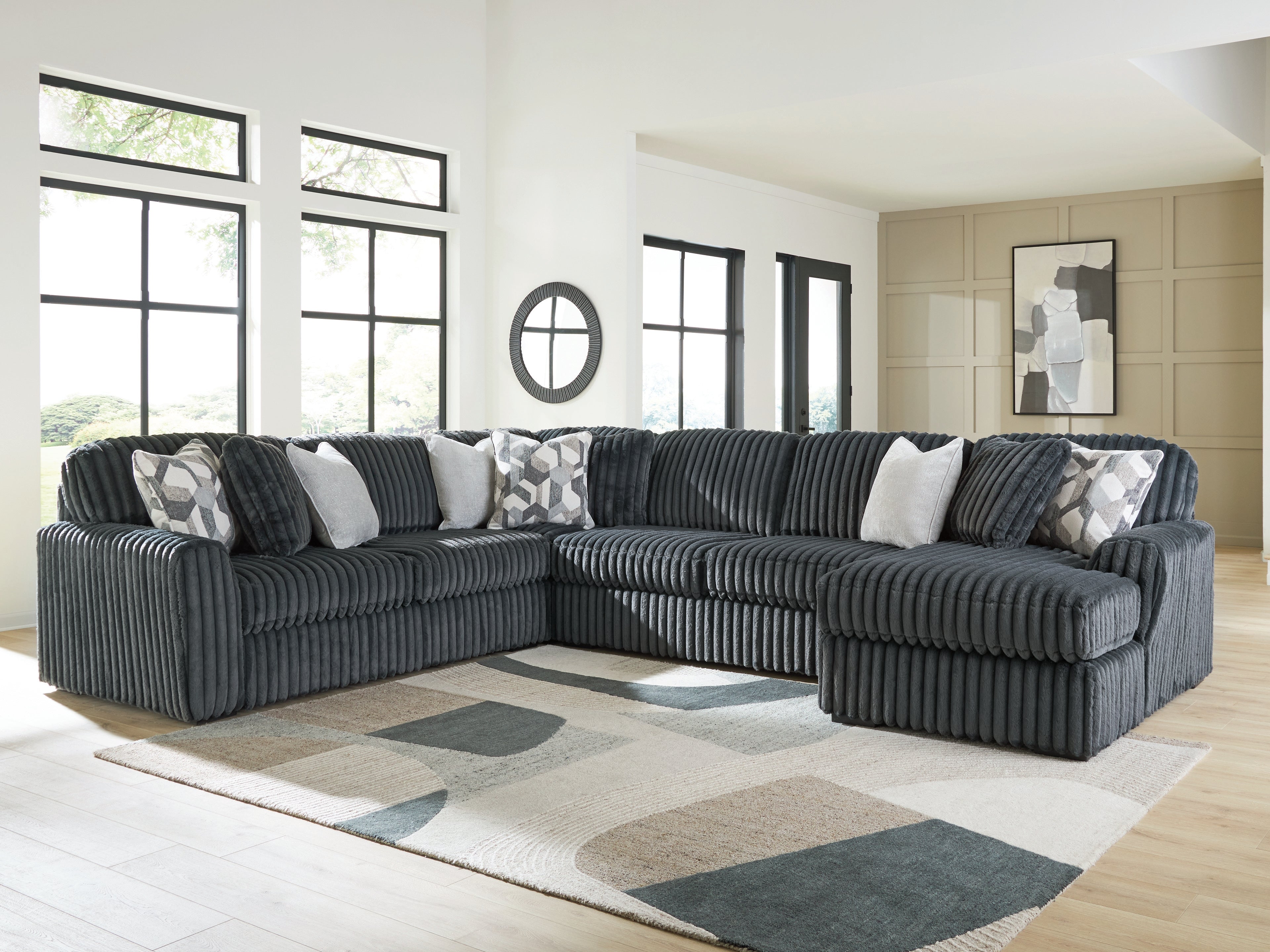 Tampa Furniture Outlet Lutz - Ashley Furniture - Midnight-Madness Sectional - LAF 4-Piece Sectional with Chaise / Gunmetal - 98105S2