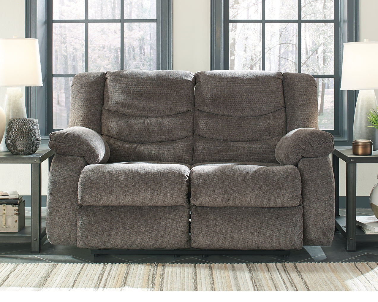 Tampa Furniture Outlet Lutz - Ashley Furniture - Tulen Living Room - Reclining Loveseat / Gray - 9860686