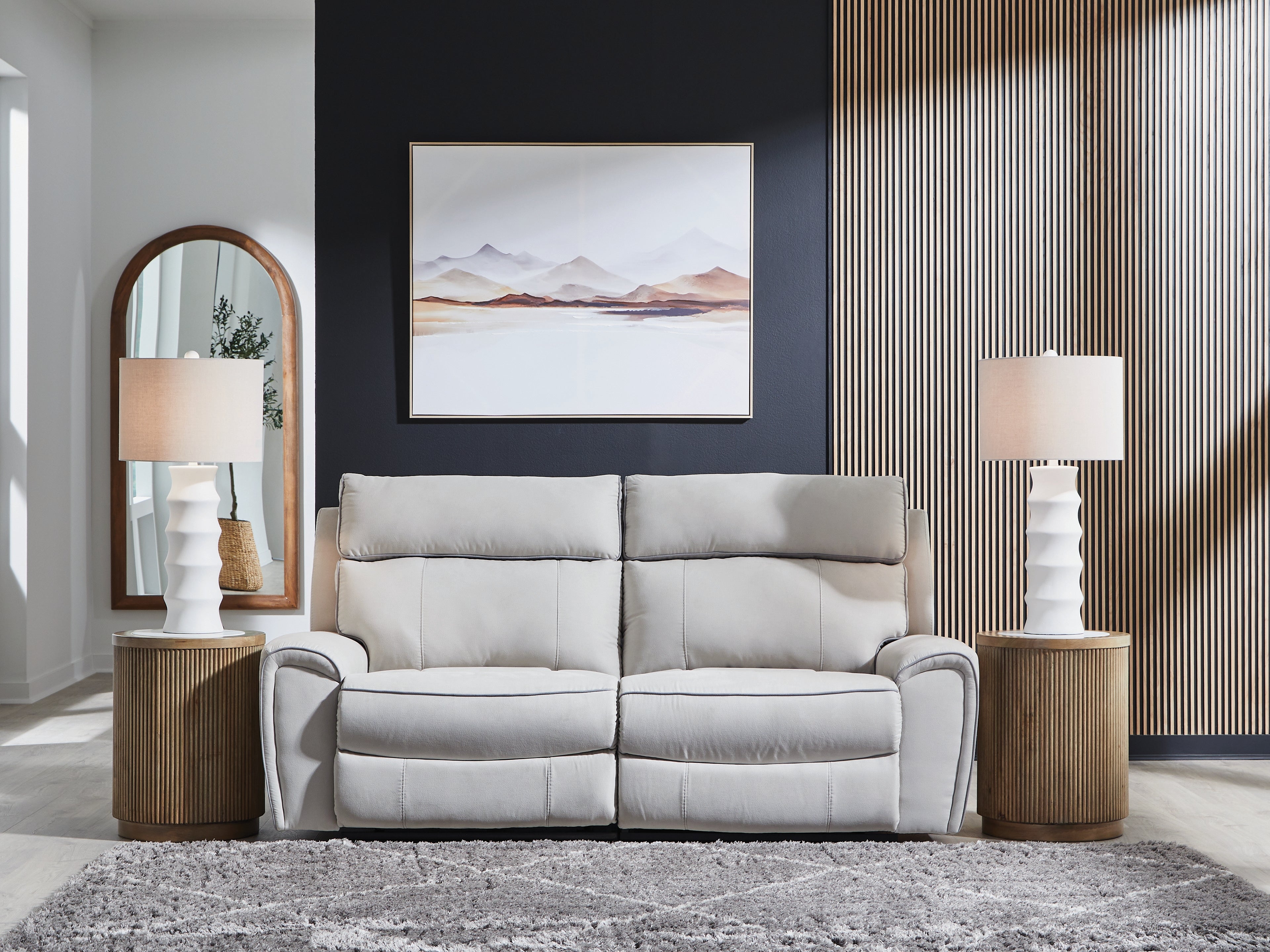 Tampa Furniture Outlet Lutz - Ashley Furniture - Social Pointe Sectional - 2-Piece Reclining Loveseat / Pearl/Ash - PC98802S21
