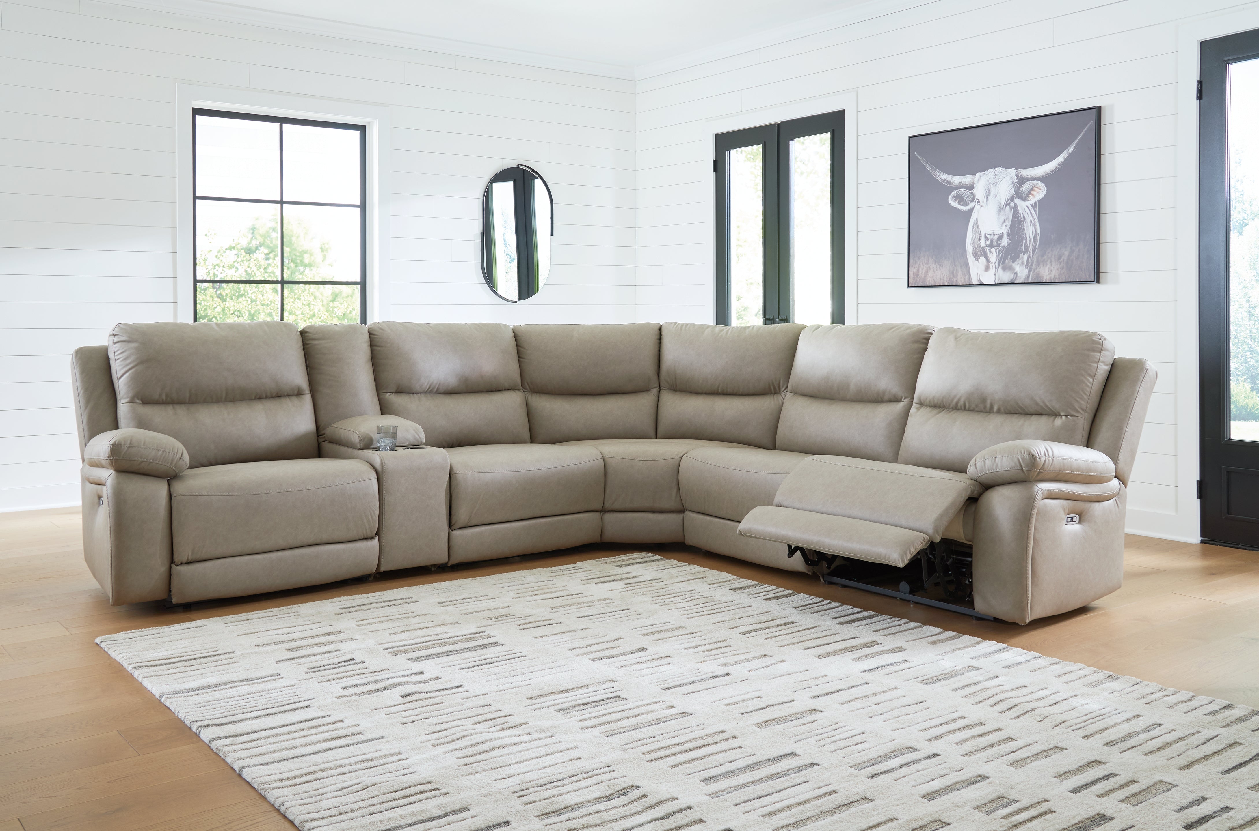 Tampa Furniture Outlet Lutz - Ashley Furniture - Narwhal Place Sectional - 6-Piece Power Reclining Sectional / Pebble - PC99201S10