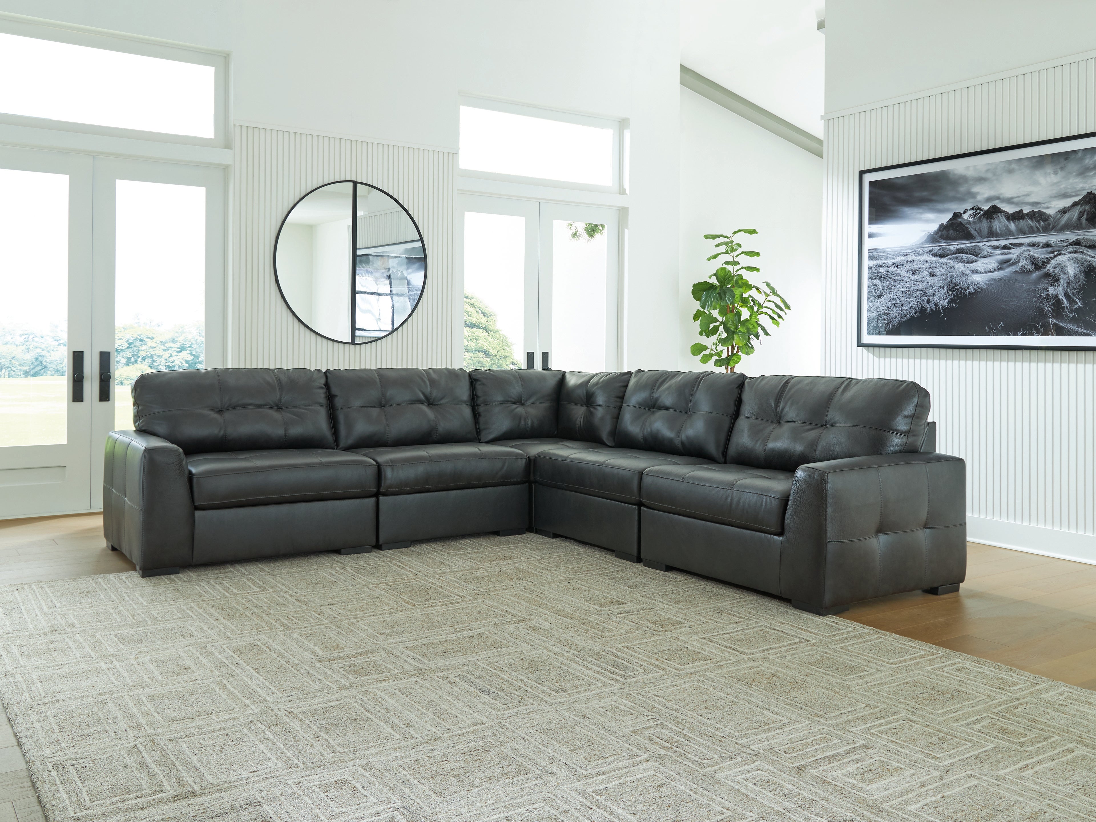 Tampa Furniture Outlet Lutz - Ashley Furniture - Brindley Pier Sectional - RAF 5-Piece Sectional / Fog - 99503S3