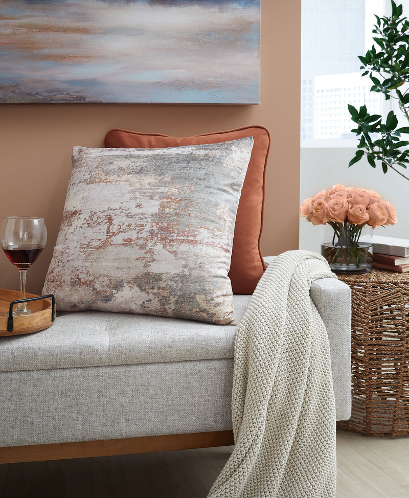 Tampa Furniture Outlet Lutz - Ashley Furniture - Edinfielders Pillows - Pillow (4/CS) / Cream/Gray/Rust - A1001094